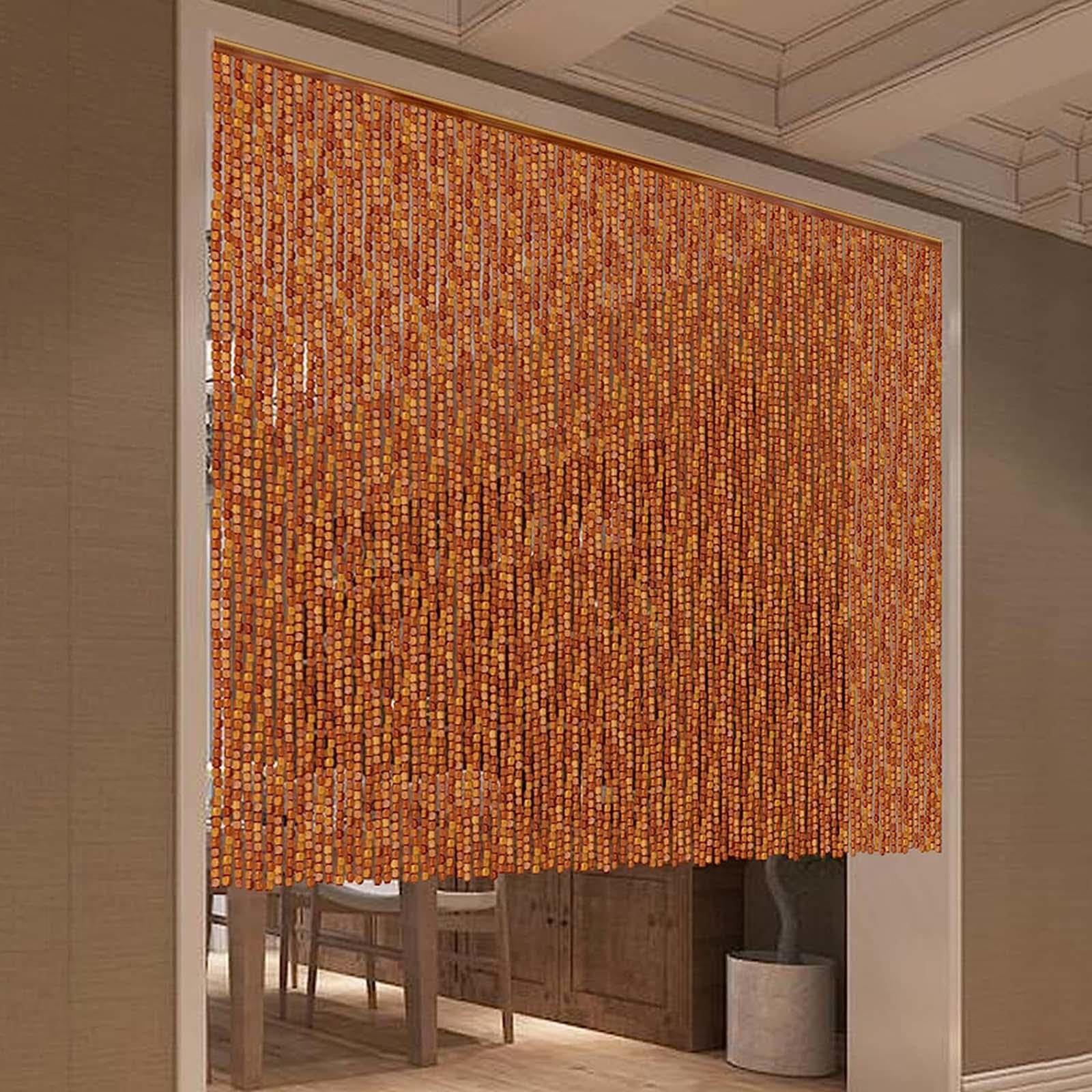 Tenda per porta con perline in bambù naturale, 100 fili (100 x 220 cm), fatta a mano, pannello divisorio decorativo per la casa, opzioni 60/70/80/90/120 cm
