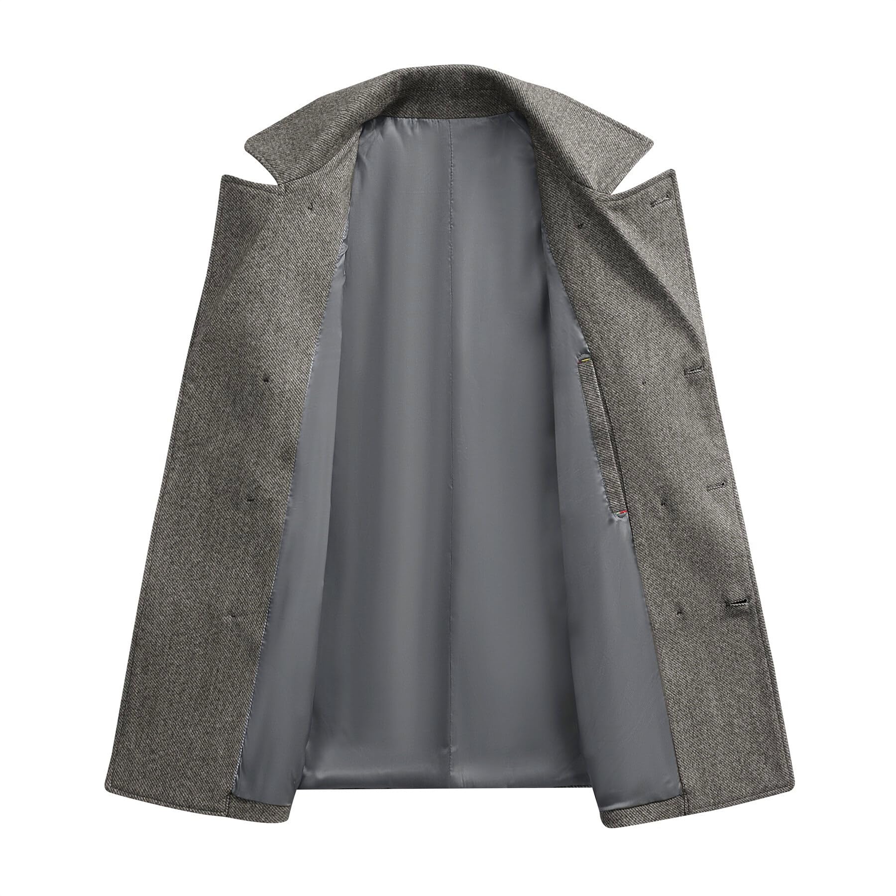 Allthemen Cappotto Invernale da Uomo Caldo Trench Doppiopetto in Tweed a Spina di Pesce Cappotto in Misto Lana con Colletto a Tacca