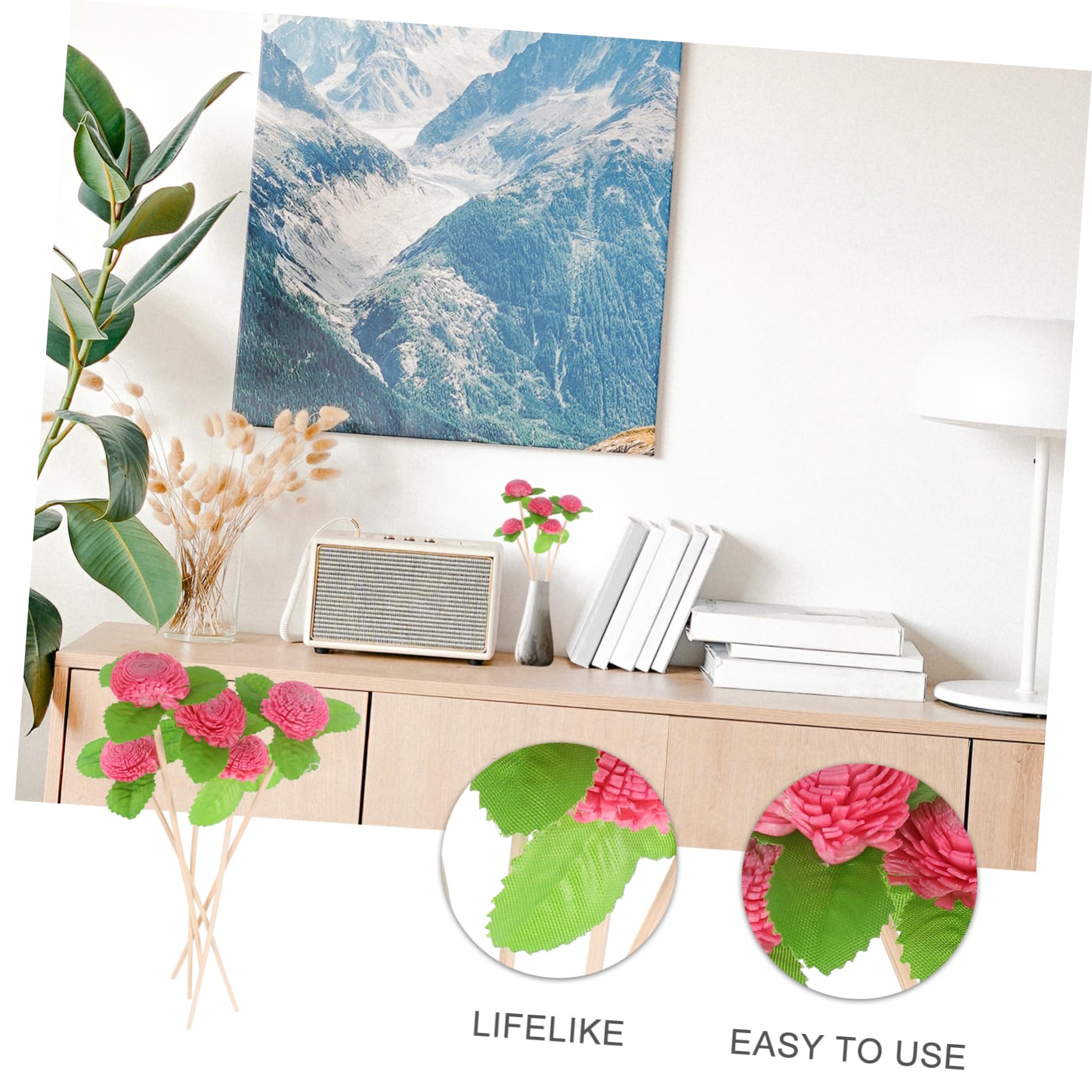 Bâtonnets Diffuseurs Floraux Lot de 5 en Rotin et Bois sans Flamme
