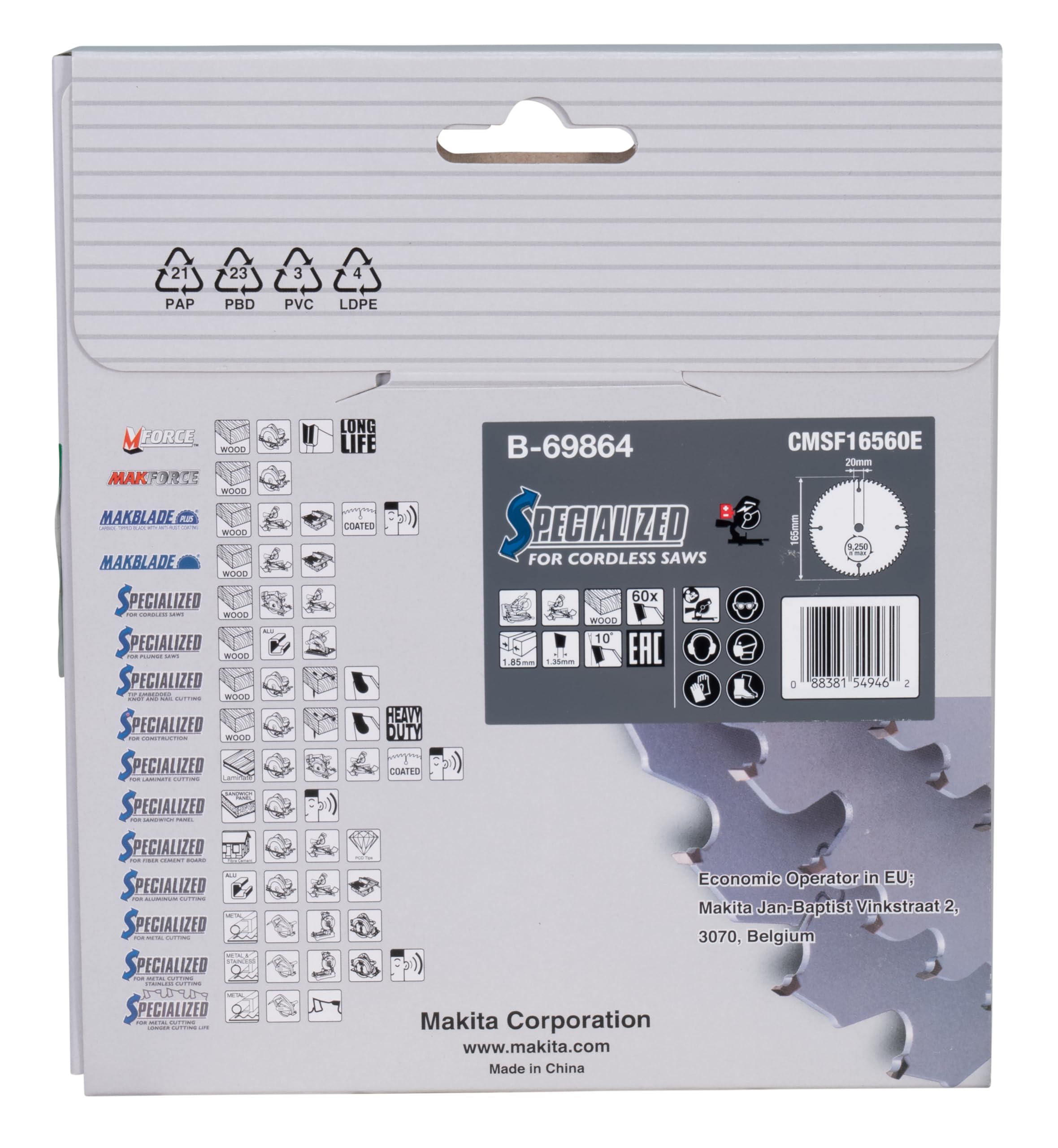 Makita B-69858 Efficut TCT Saw Blade 165x20x60t For Sale Online