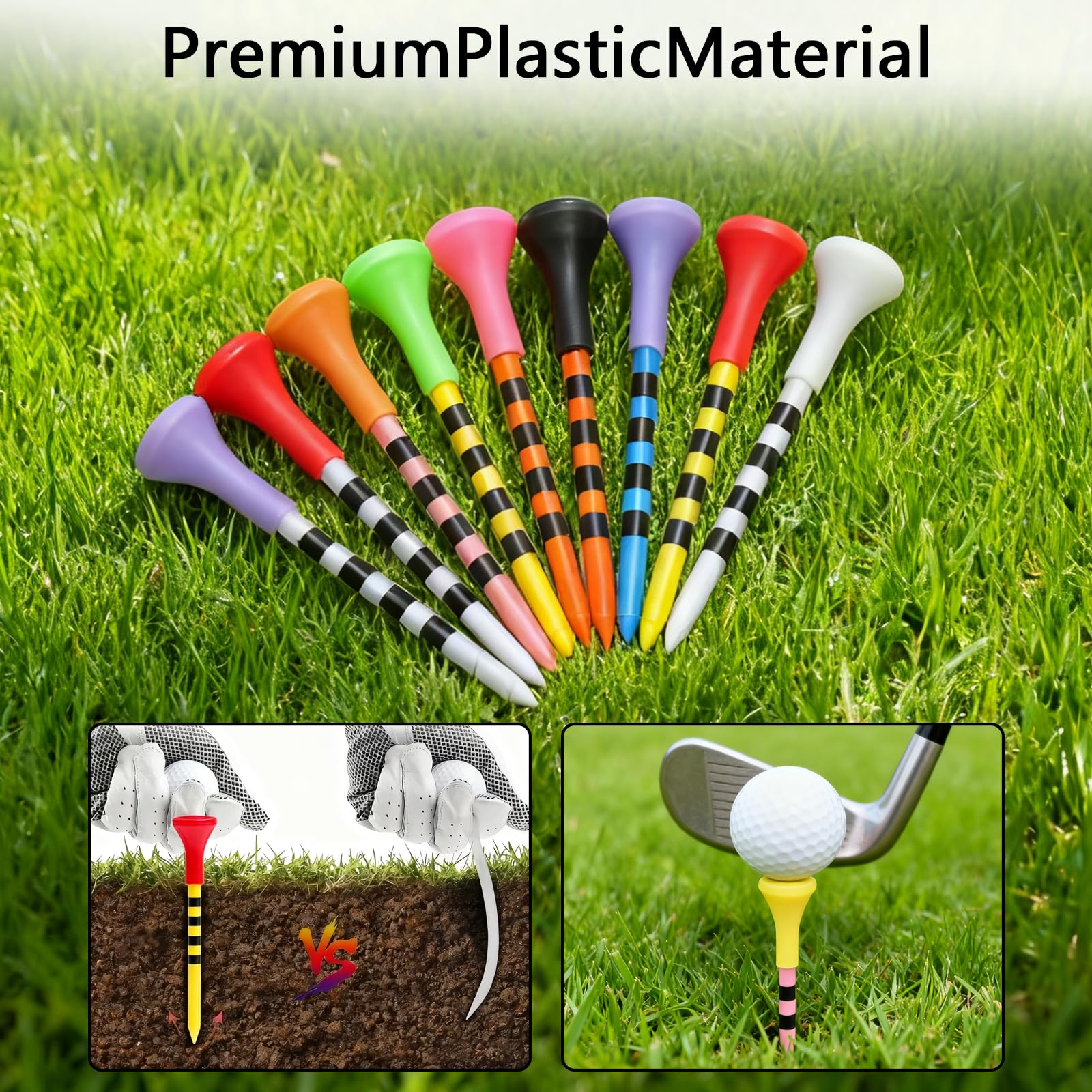 Tees de Golf 83mm Reutilizables Plástico Colores Mezclados 50 Unidades