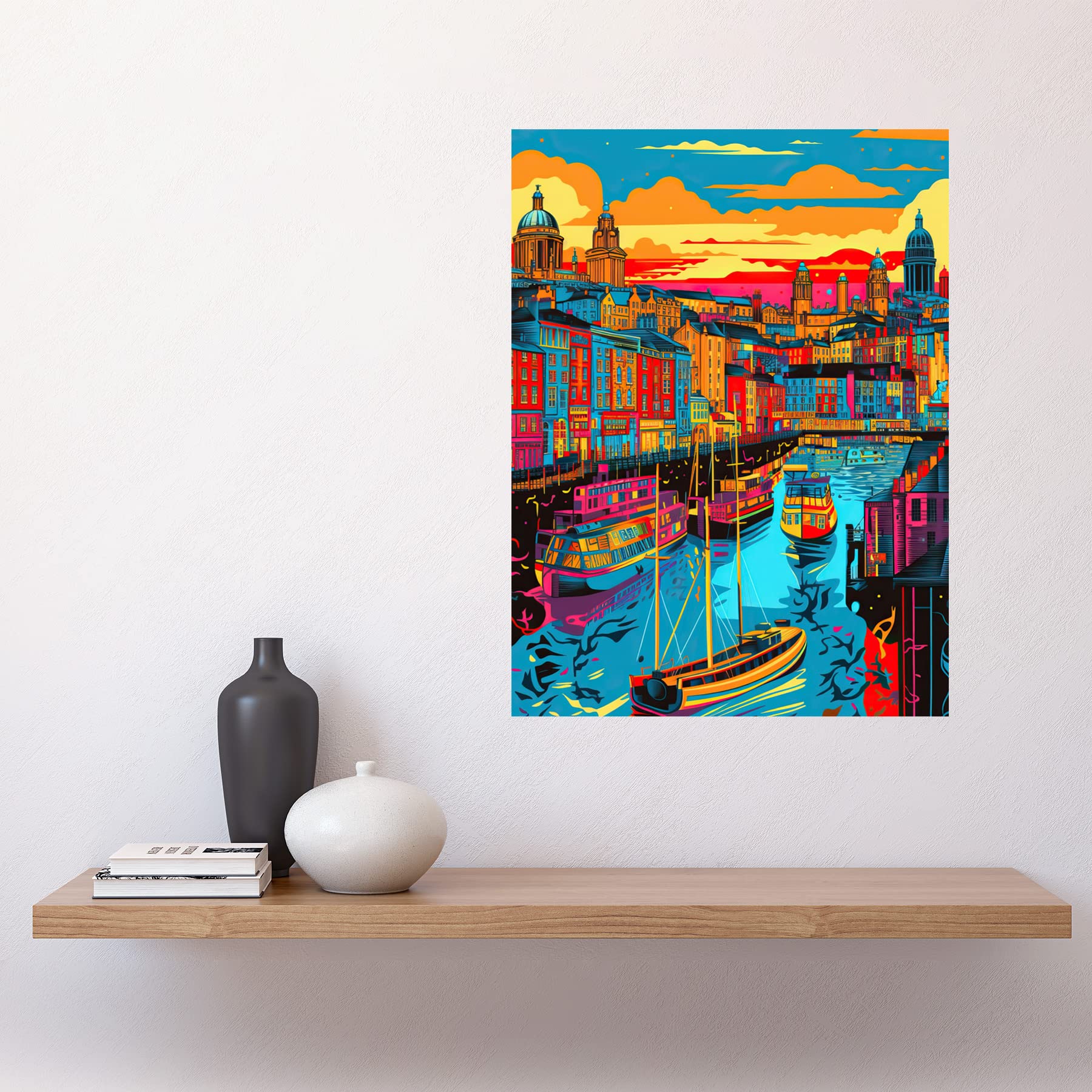 Artery8 Vibrant Liverpool City Waterfront Sunset Cityscape Large Wall Art Poster Print Thick Paper 18X24 Inch - Image 2