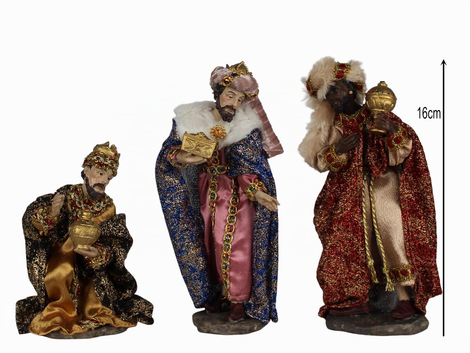 ZICOM Ankleidefigurenset Nazareth, Krippenfiguren alpenländisch ca. 16cm 12-TLG. Polyresin bekleidet
