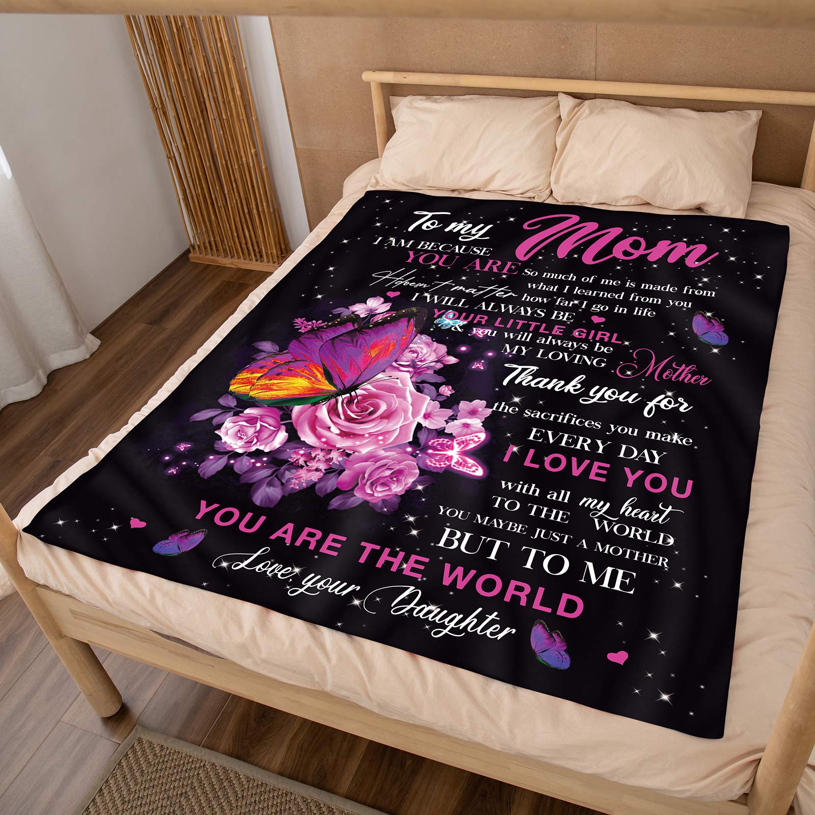 Couverture Cadeau Pour Maman - 152x203 Cm - Douce Et Confortable - Idée Anniversaire, Fête Des Mères, Noël - De La Part De Sa Fille Et Son Fils