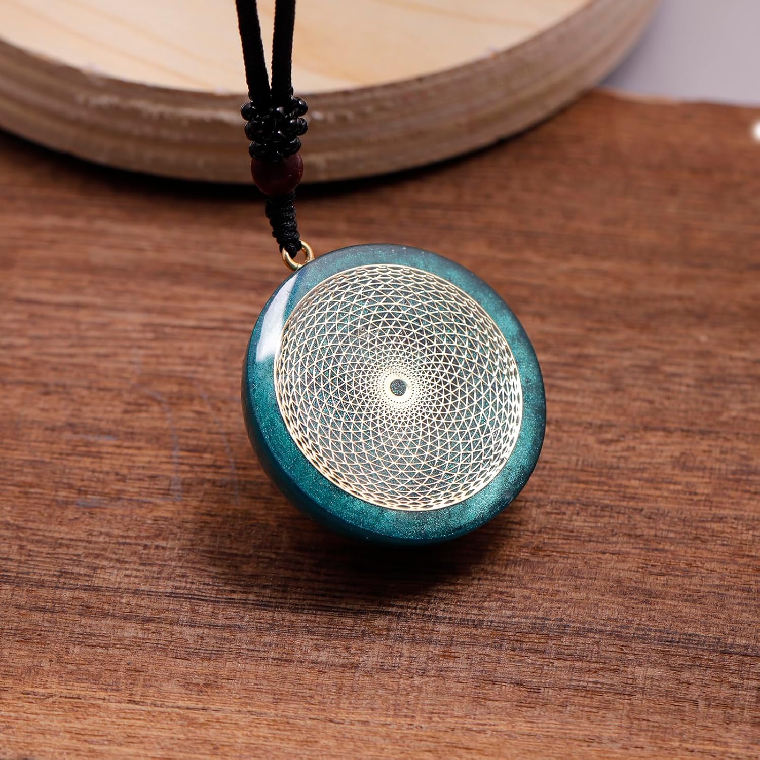 Da Piao Liang Sacred Geometry Orgone Pendant Necklace with Metatron's Cube & Mandala Design - SBB Copper Wire Energy Amulet, Black Adjustable 26-Inch Cord Chain for Spiritual Healing - Image 5