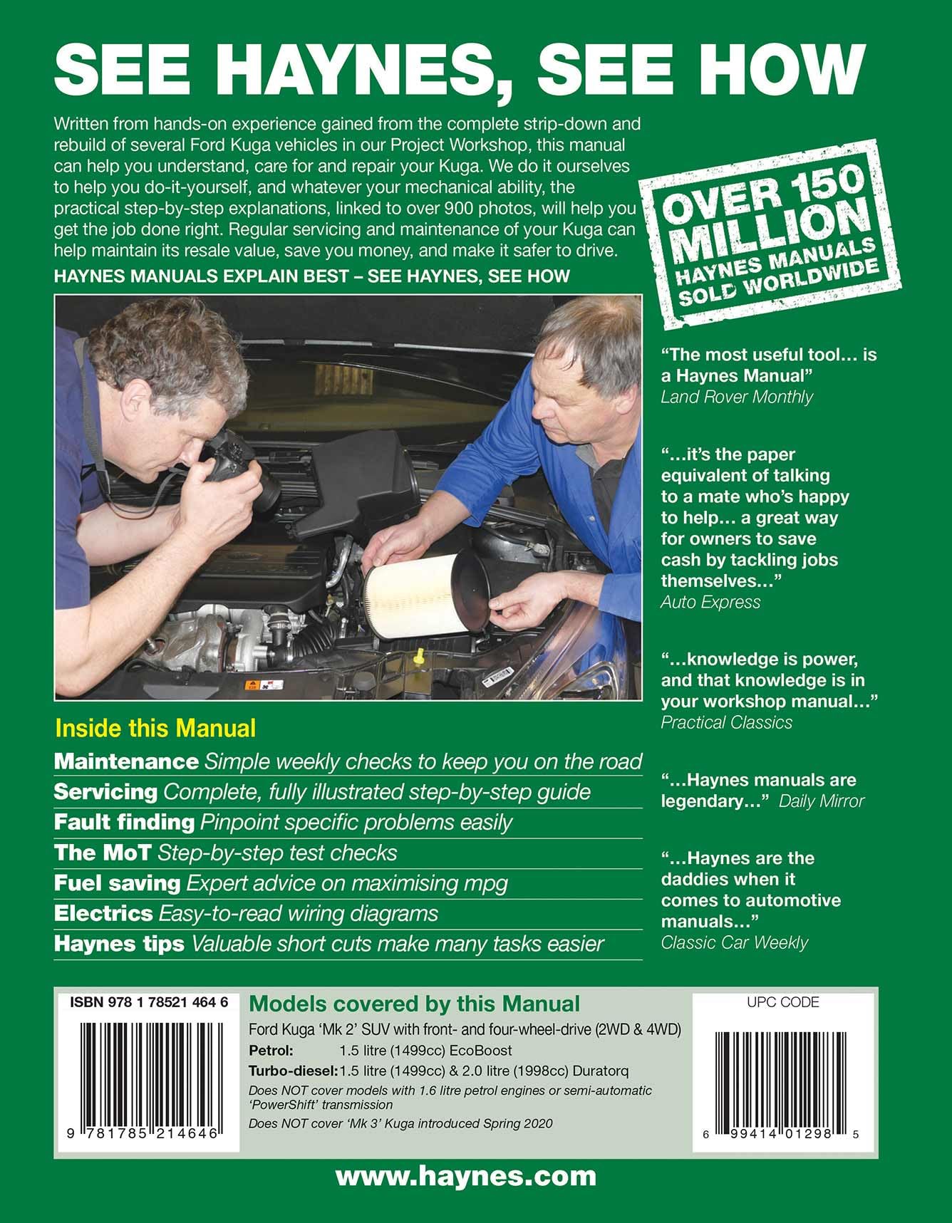 Ford Kuga 2013 - Feb 2020 (62 to 69) Haynes Repair Manual