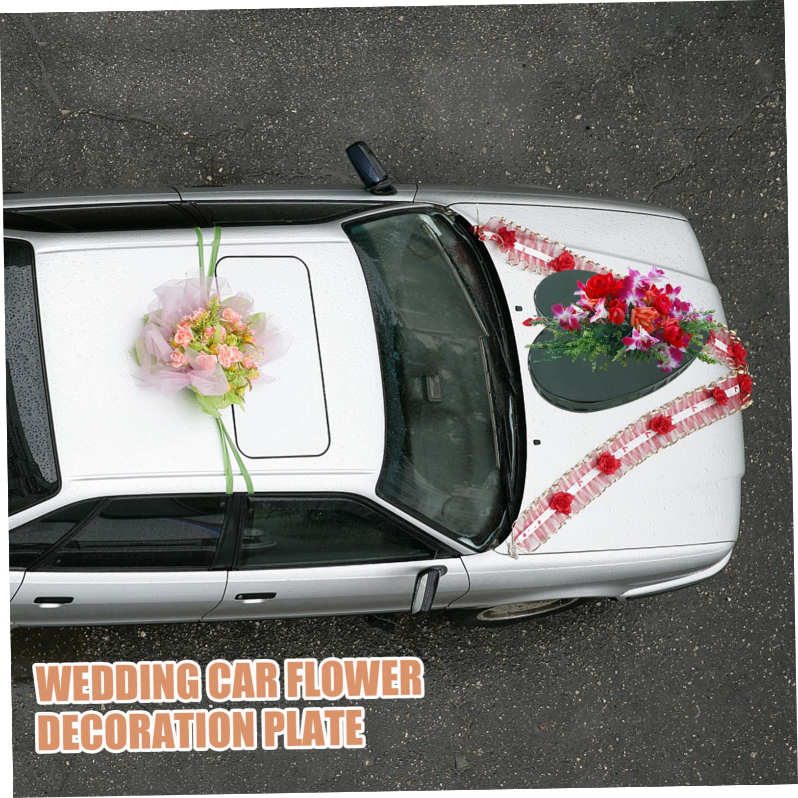 SHINEOFI Herzförmige Blumenschale für Hochzeitsauto mit Saugnapf, Grün | Kunststoff Pp, Leicht und Auslaufsicher, Super Large Format, für Hochzeit und Zuhause