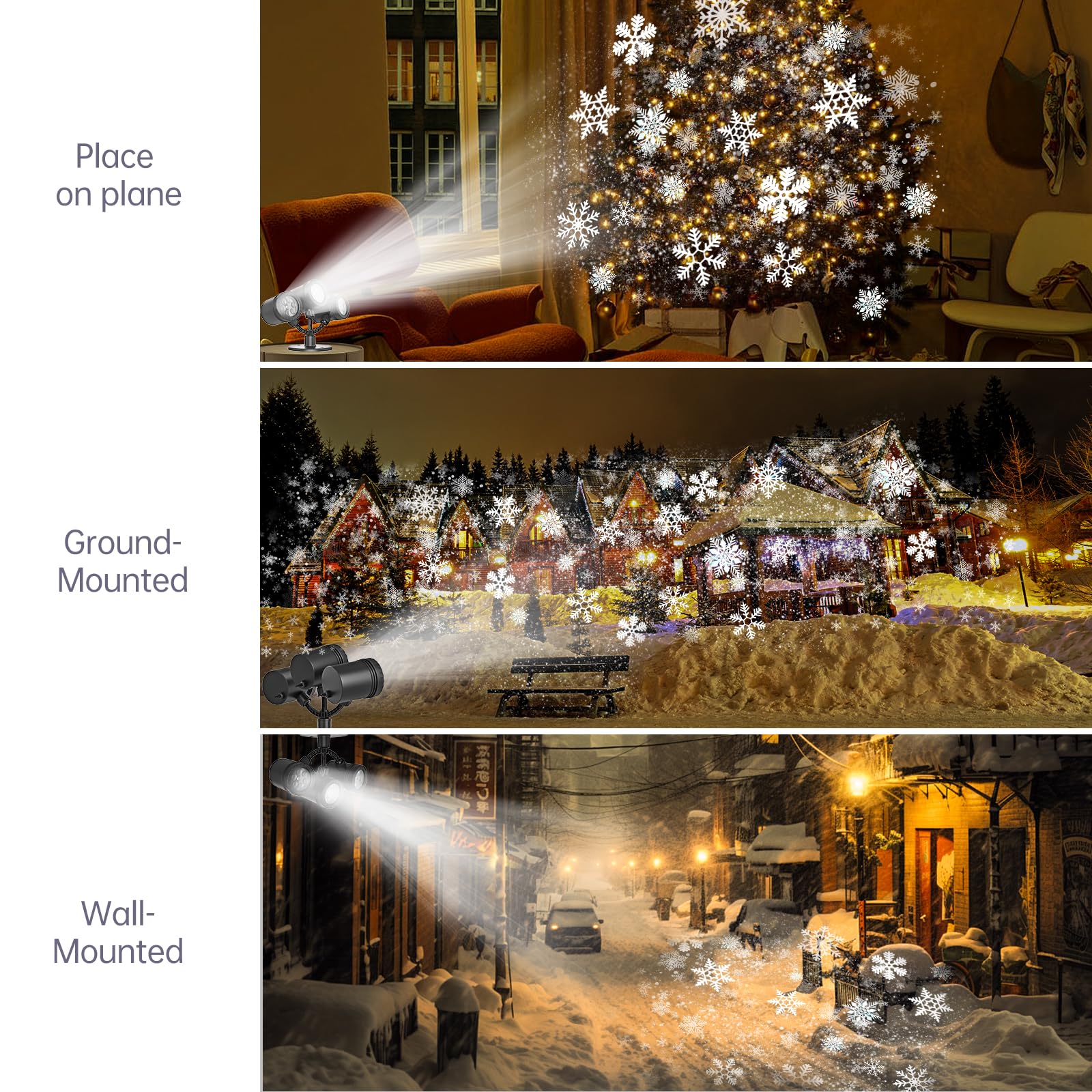 Schneeflocken Projektor Licht, Schneeflocke LED Weihnachtslicht Projektor - wasserdichte Urlaub Dekorationen für Außen Hof und Haus