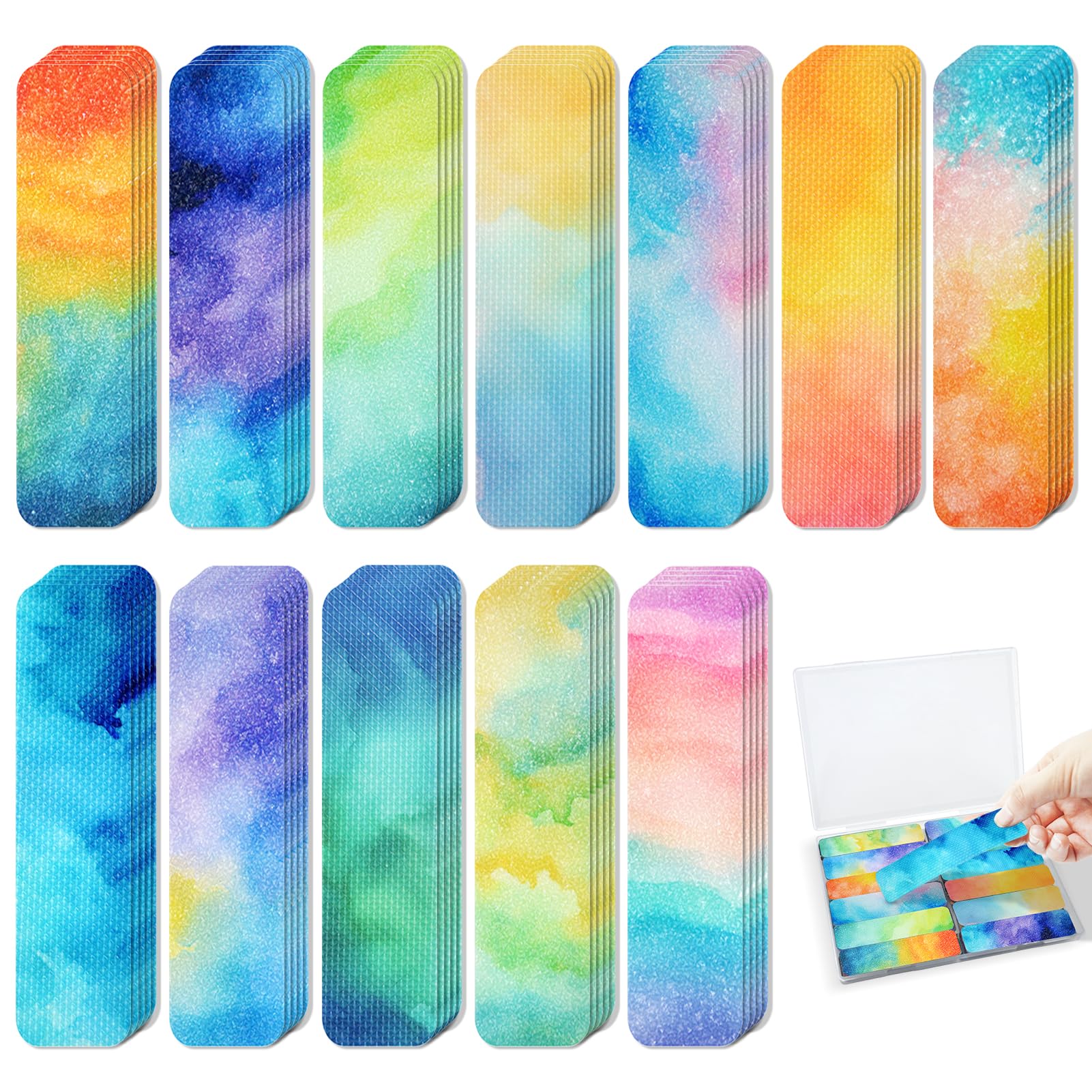 120 Pieces Anxiety Sensory Stickers with 2 Textured Stickers - Desk Fidget and Calming Stickers with Storage Box for Adults & Teens - Anxiety Relief