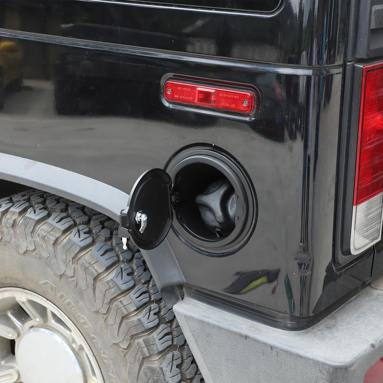 Tapa de tanque de gas con bloqueo de puerta de llenado de combustible para coche, compatible con Hummer H2 2003-2009, accesorios exteriores de puerta de tanque de gas, cubierta de tapa de gas