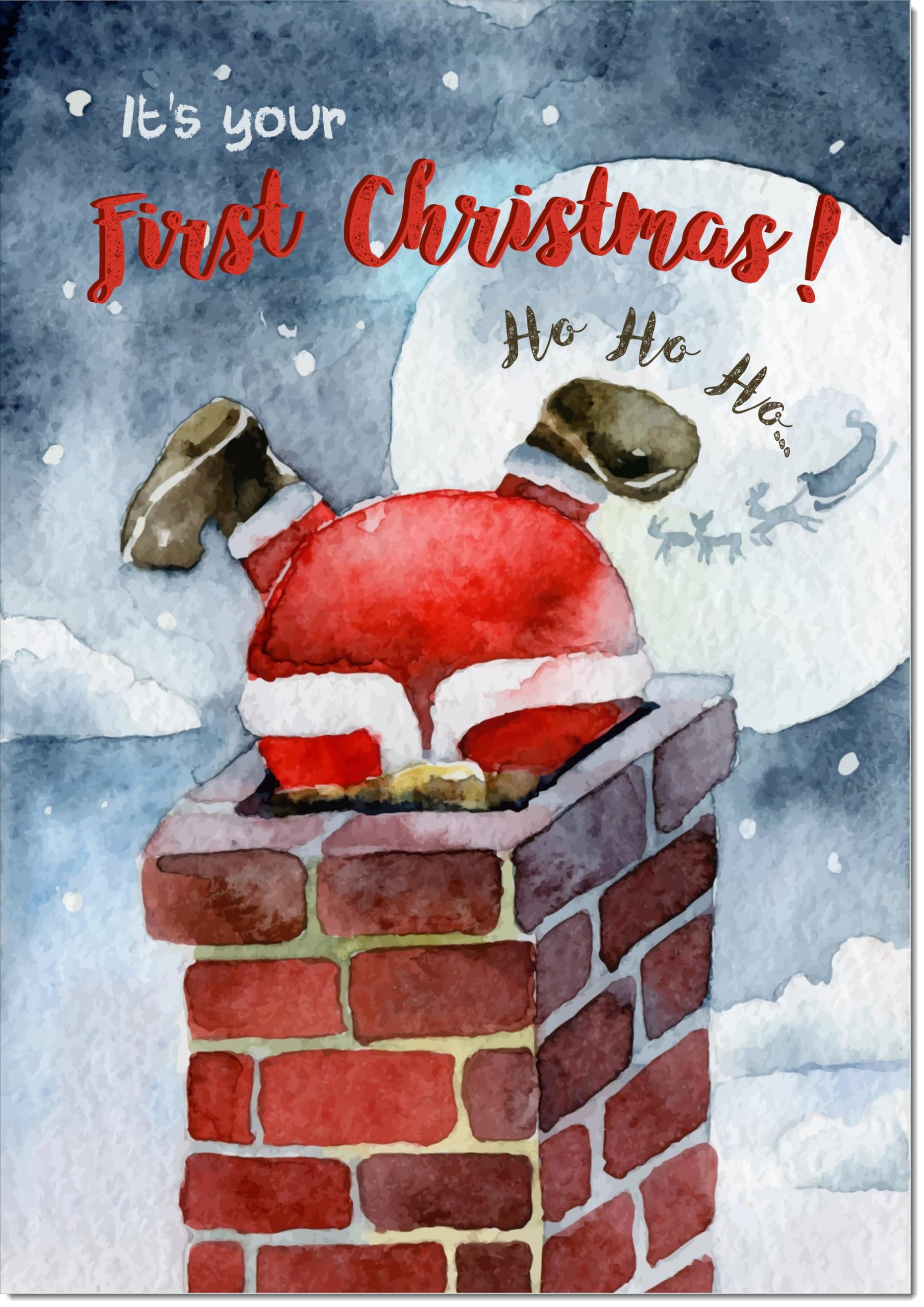 doodlecards Babys 1st First Christmas Card Santa Chimney Large A4 Size Christmas Card for Babys 1st with Plain Envelope — image 1