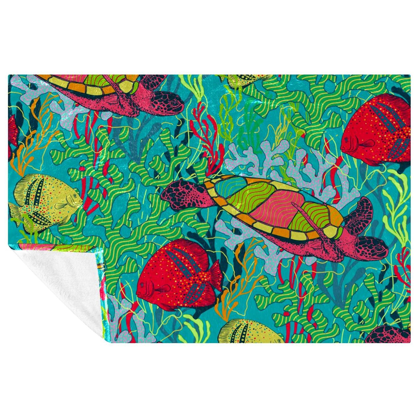 Couverture poissons tropicaux douce pour pique-nique, camping et plage
