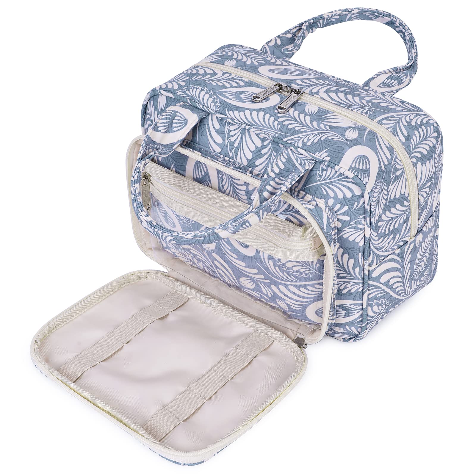 Narwey Bolsa de Aseo Grande para Colgar Bolsa de Maquillaje Organizador de Cosméticos para Mujeres y Niñas Neceser (Hoja Azul)