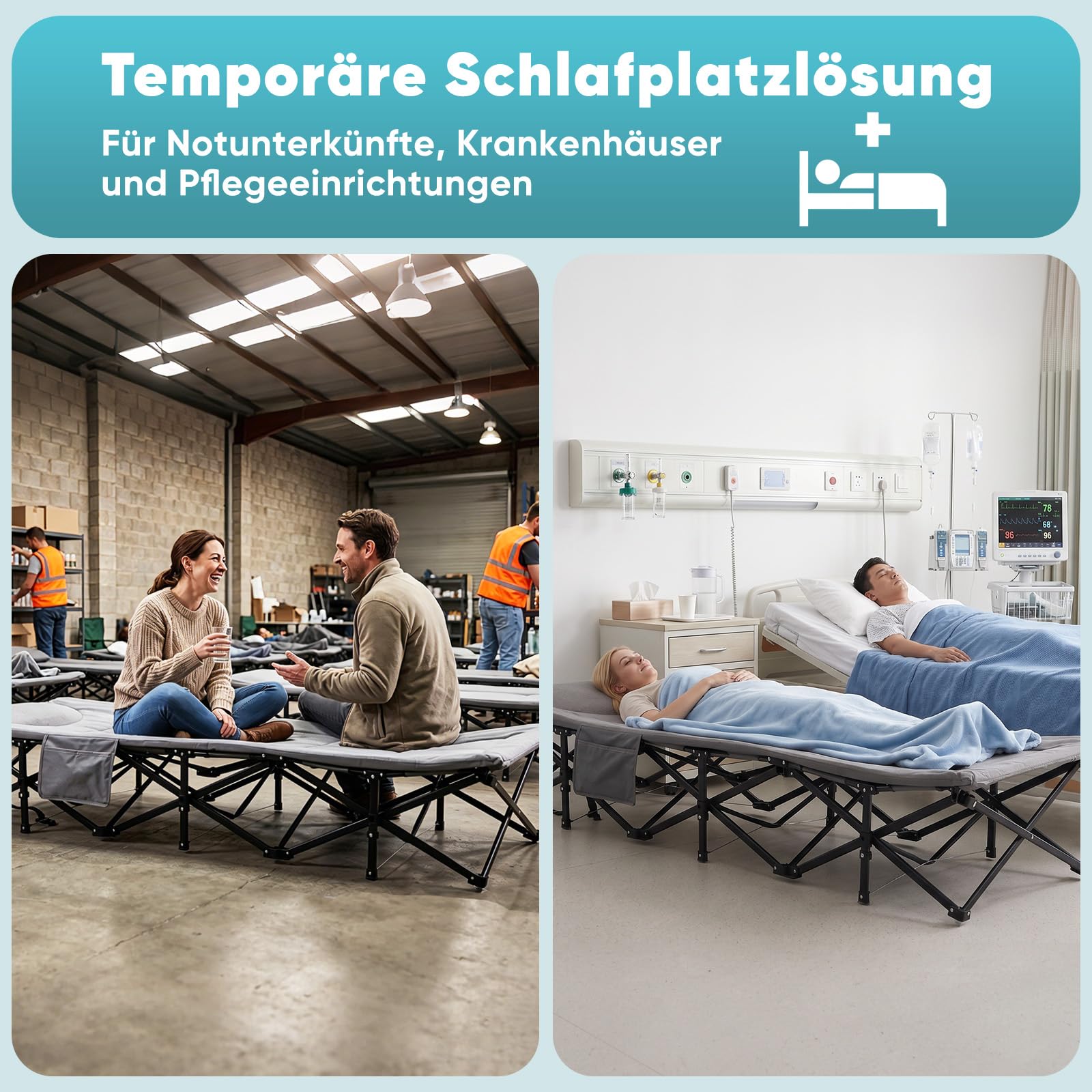 Sekey Feldbett 250kg mit integrierter Matratze – stabiles Klappbett, klappbar & kompakt