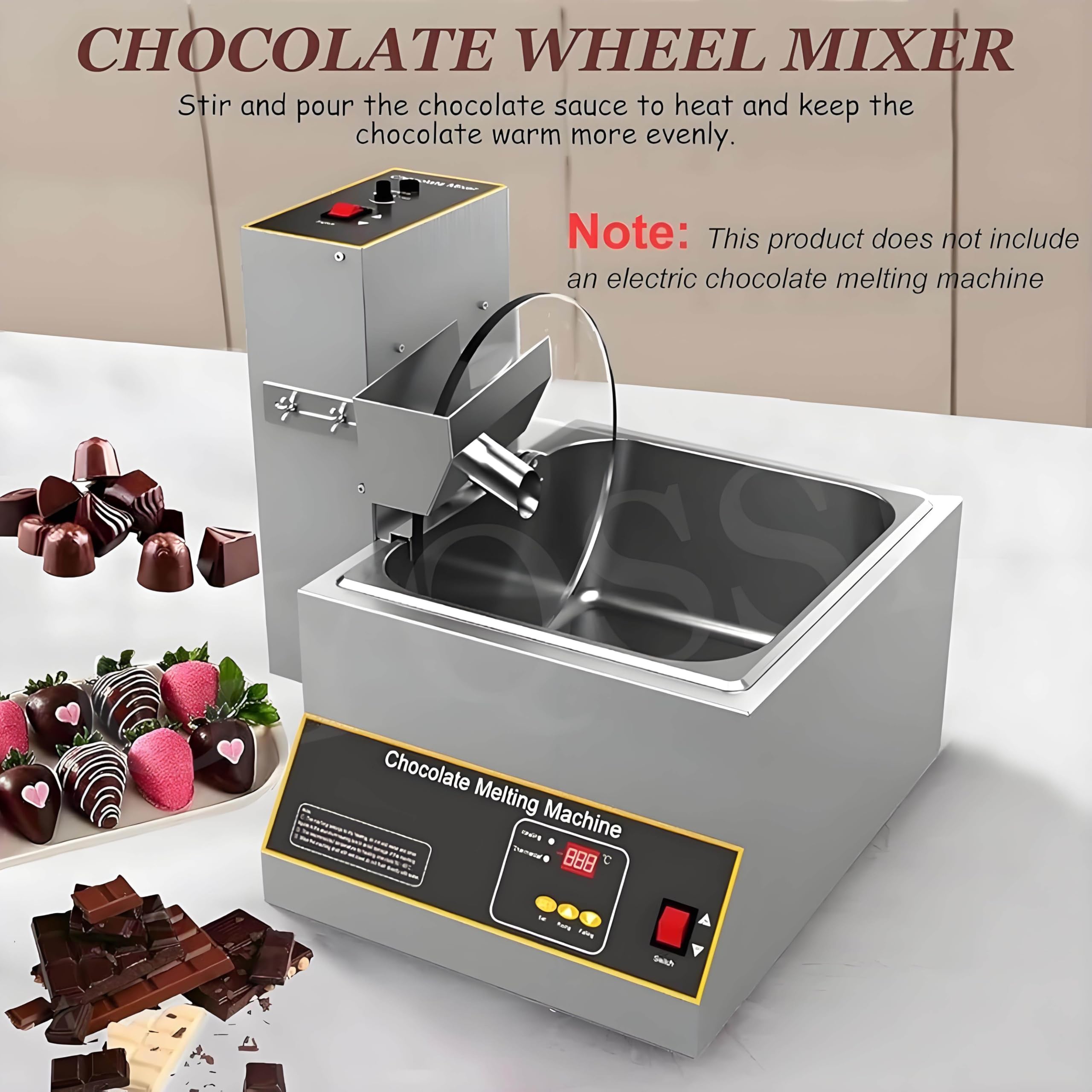 Miscelatore Commerciale per crogiolo di Cioccolato, temperatrice per Ruote di Cioccolato, scaldavivande in Acciaio Inossidabile, intervallo di Regolazione della velocità: 35~55 Giri/min