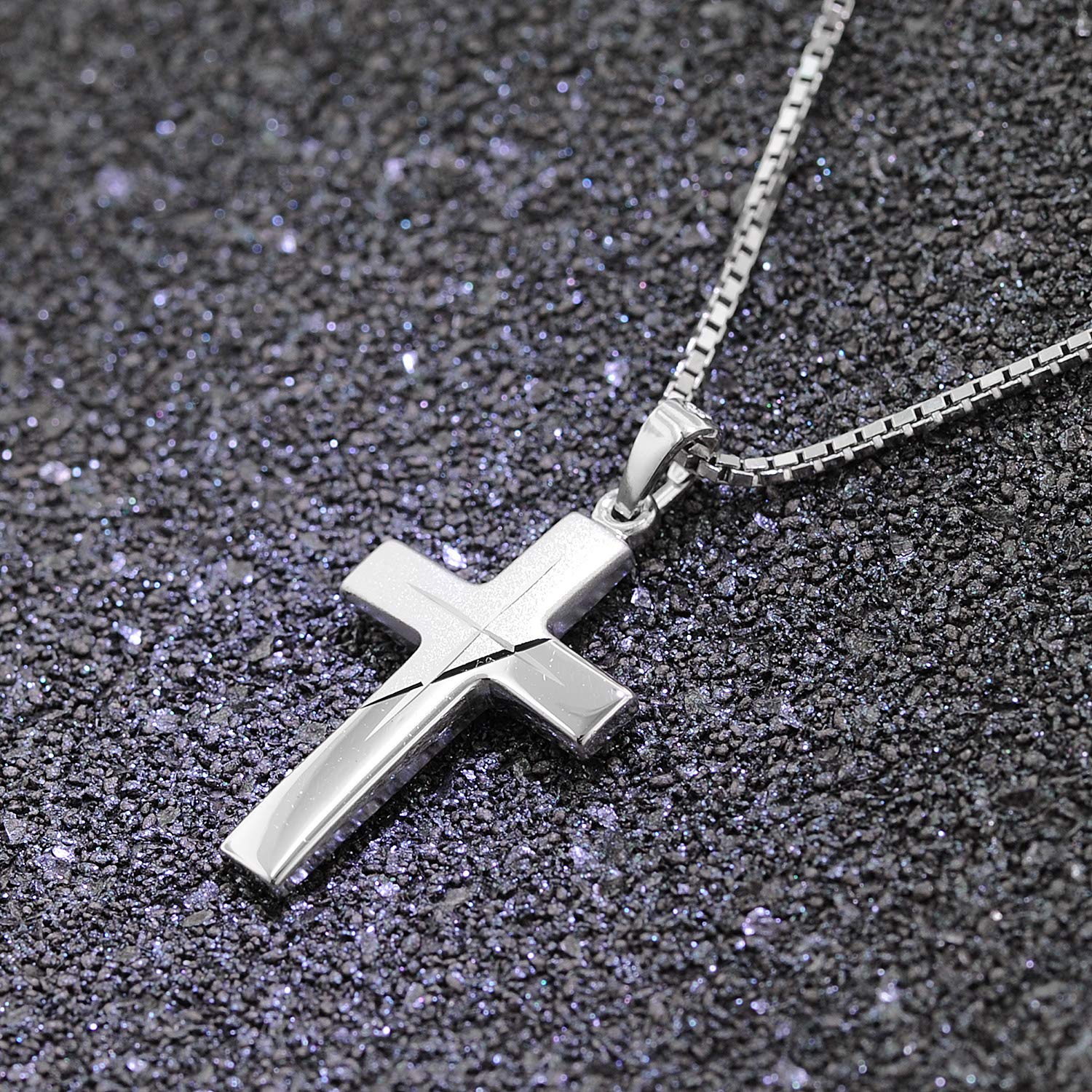 trendor Silber Herren-Halskette mit Kreuz-Anhänger 63607