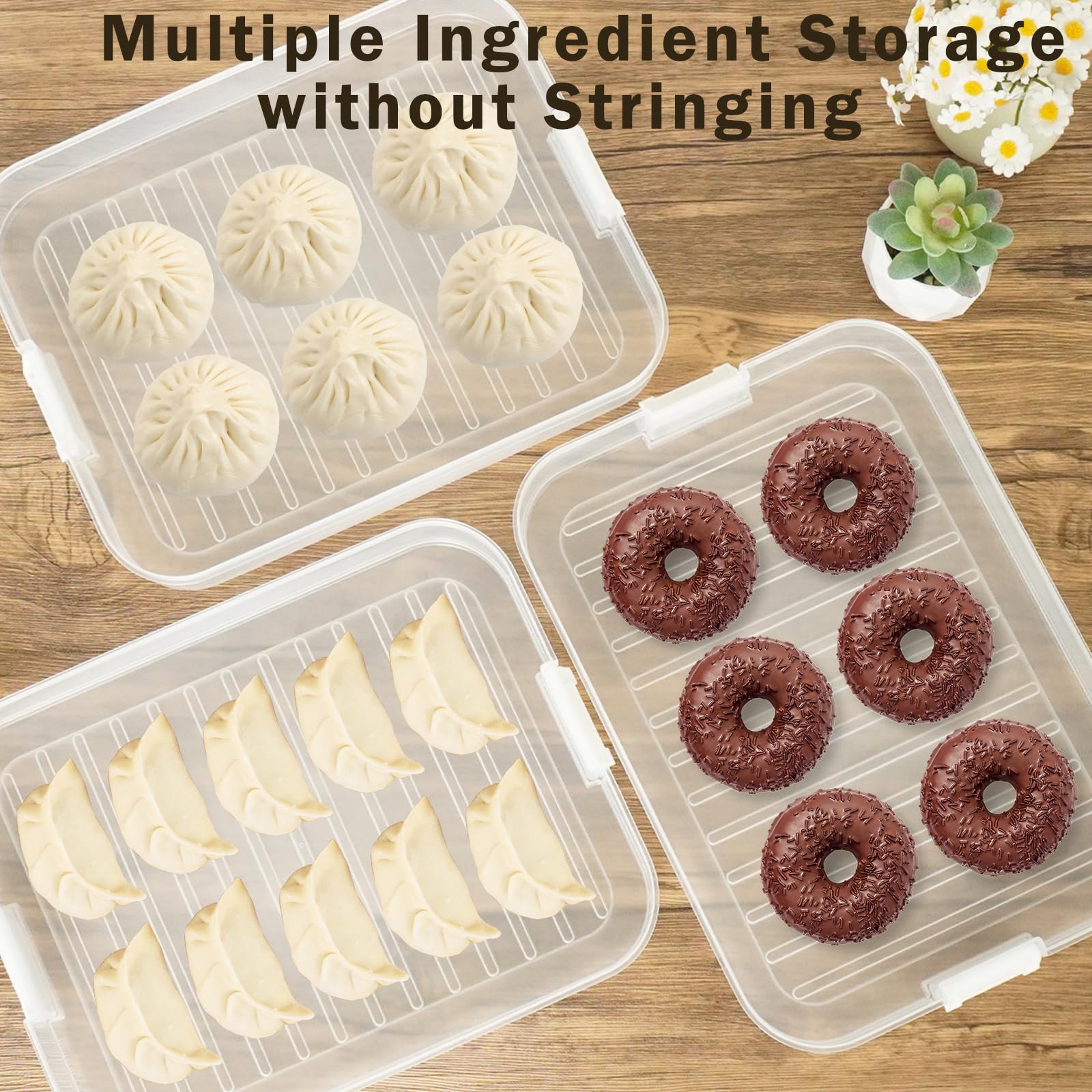LAGAHS Contenitori per alimenti a 4 strati con coperchi ermetici spazzole e panni per la pulizia, porta snack per mantenere freschi, contenitori in plastica per cupcake, biscotti, pizza, gnocchi