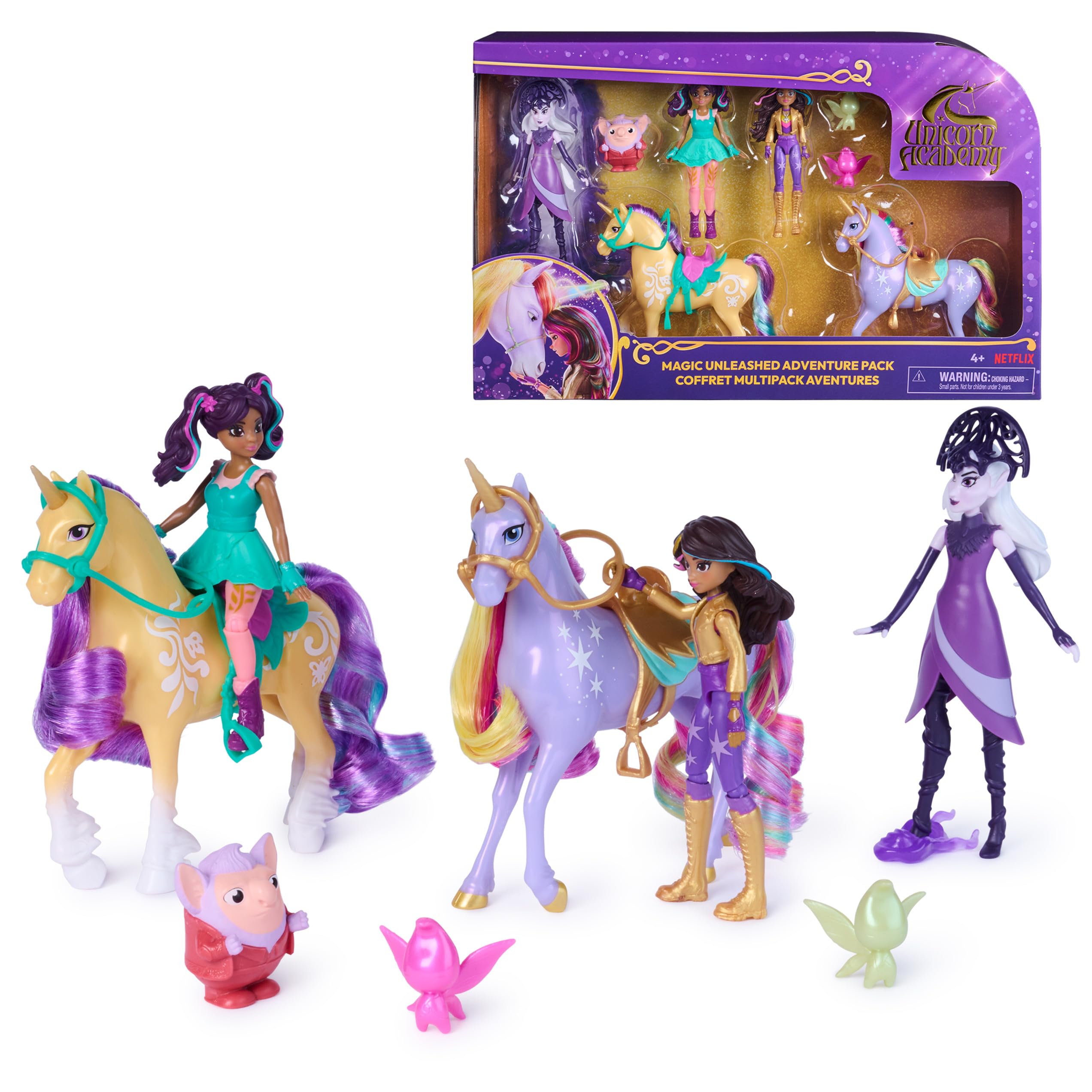 Unicorn Academy - Adventure Set with Ravenzella, Sophia, AVA, Wildstar, Leaf and other figures, approx. 12 cm tall original characters from the popular Netflix series, for children aged 4 and up
