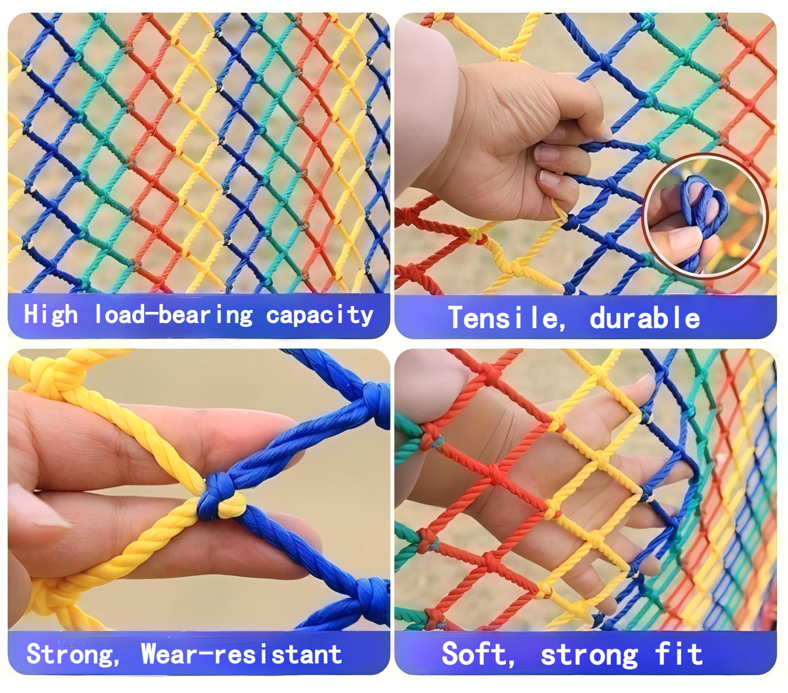 Sicherheitsnetz für Kinder, Balkon Katzennetz, Neues Upgrade 3cm mesh, Treppen Schutznetz, Absperrnetz Outdoor, Schutznetz hochbett, Netz rausfallschutz, Universal schutznetz, Bunt (2 x 3m)