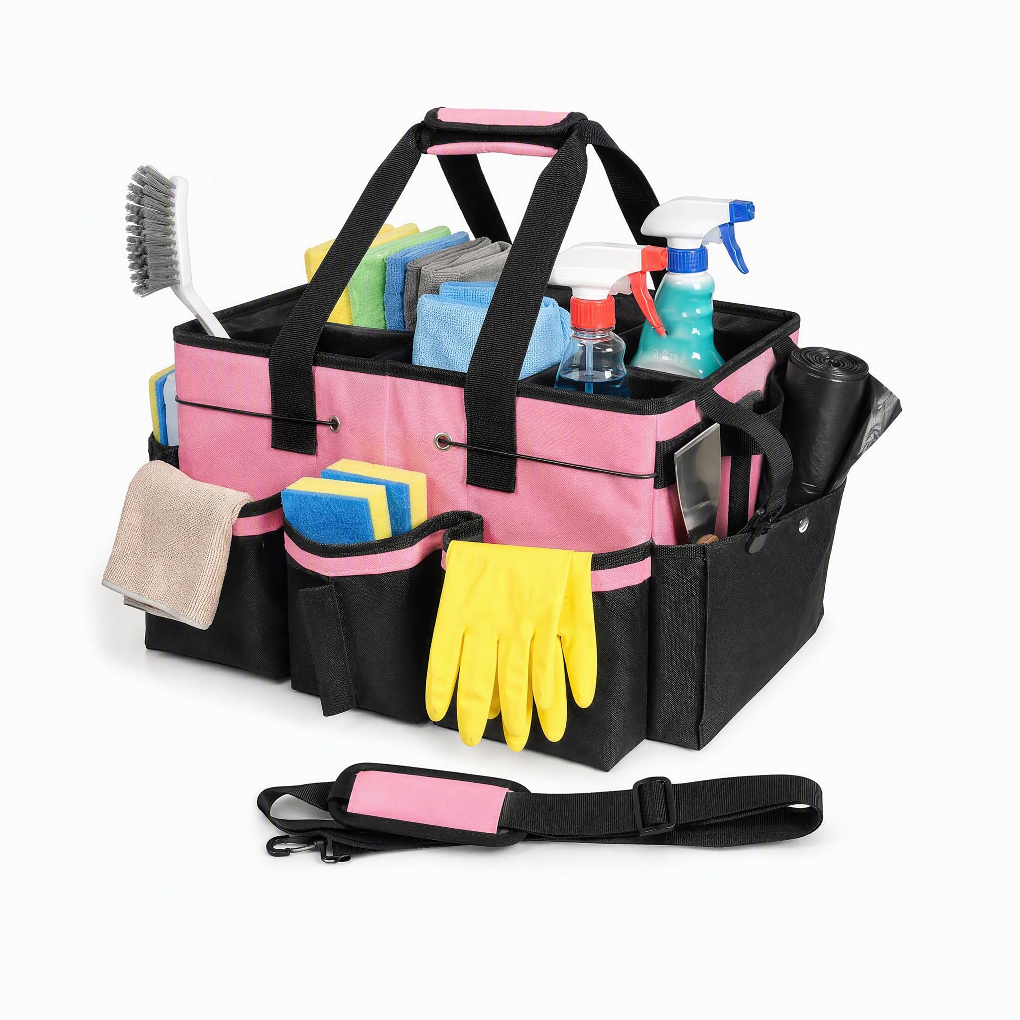 Cleaning Caddy Bag with Handle, Multi Compartment Cleaning Caddy Bag