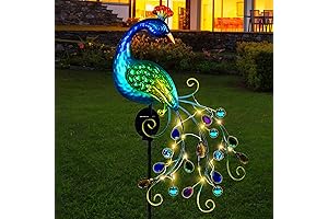 DREAMSOUL Metal Peacock Solar Lights - Illuminate Your Garden Oasis with Solar-Powered Elegance
