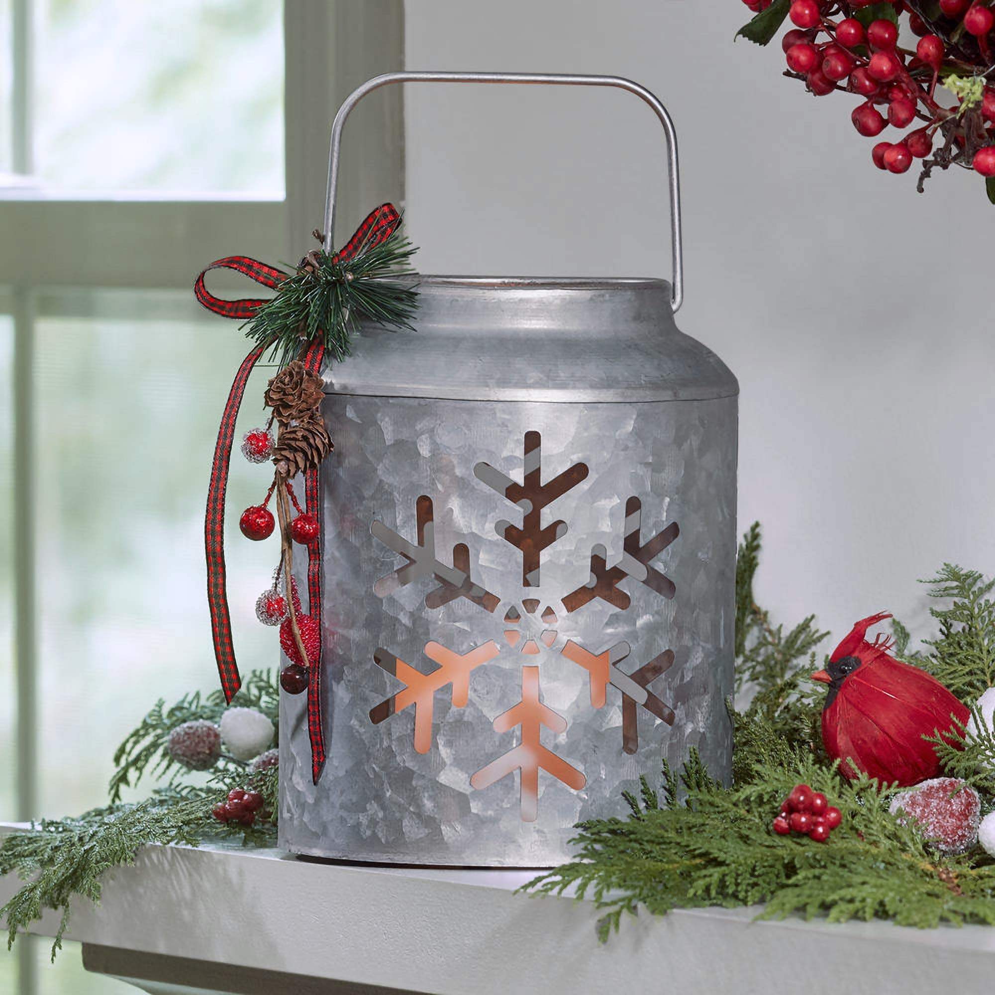 Amazon.com: Snowflake Silver Tone 7 x 5 Galvanized Iron Holiday