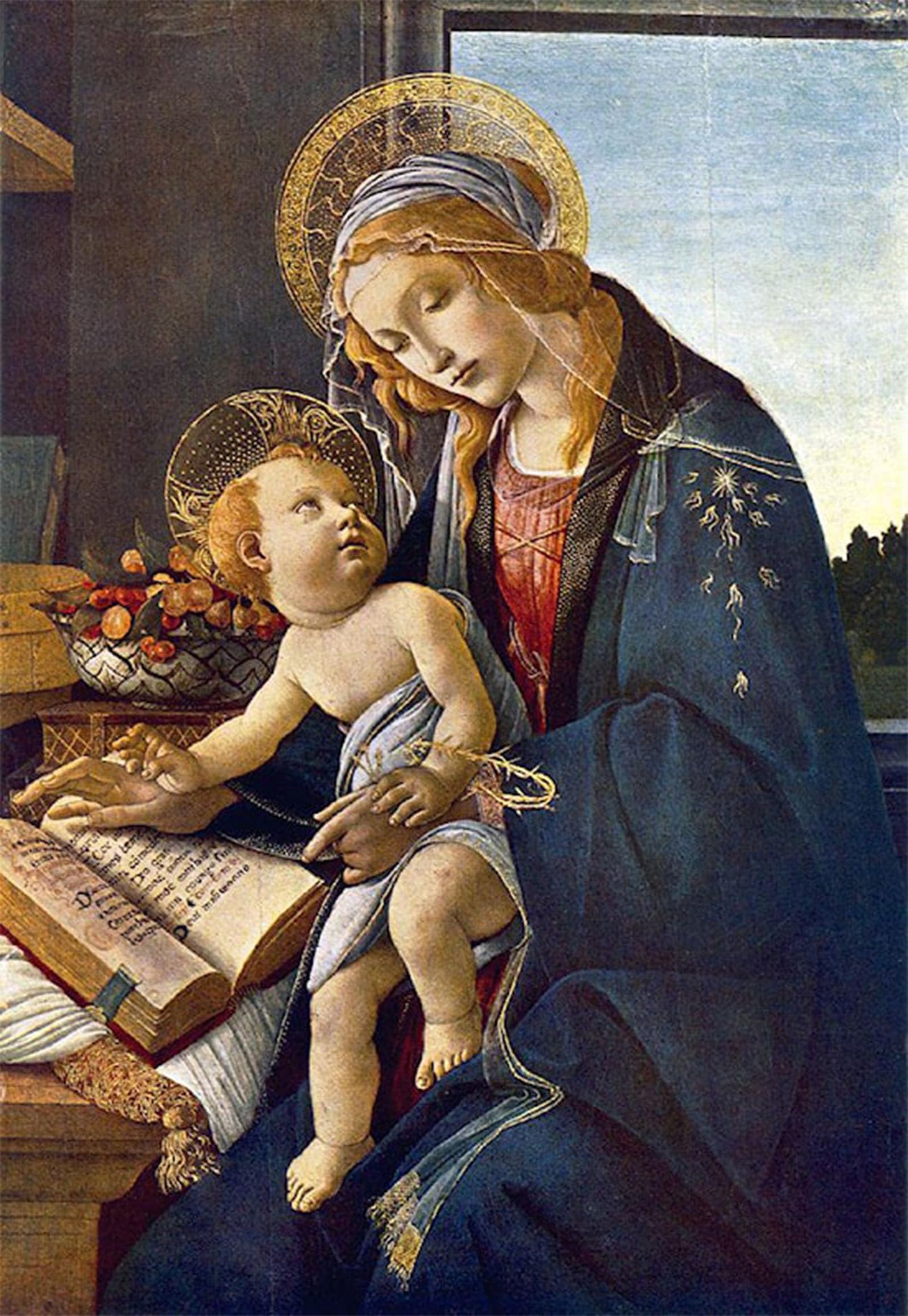 Cuadro en lienzo Dama con il Bambino de Botticelli 60x90cm 5