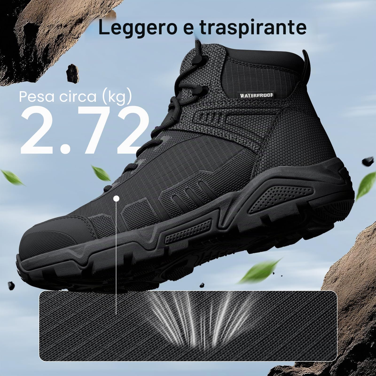FREE SOLDIER Stivali da Caccia da Uomo Mid High Stivale Tattico da Combattimento Militare Allacciate Scarpe per Tutti i Terreni per Escursionismo, Lavoro, Esercito