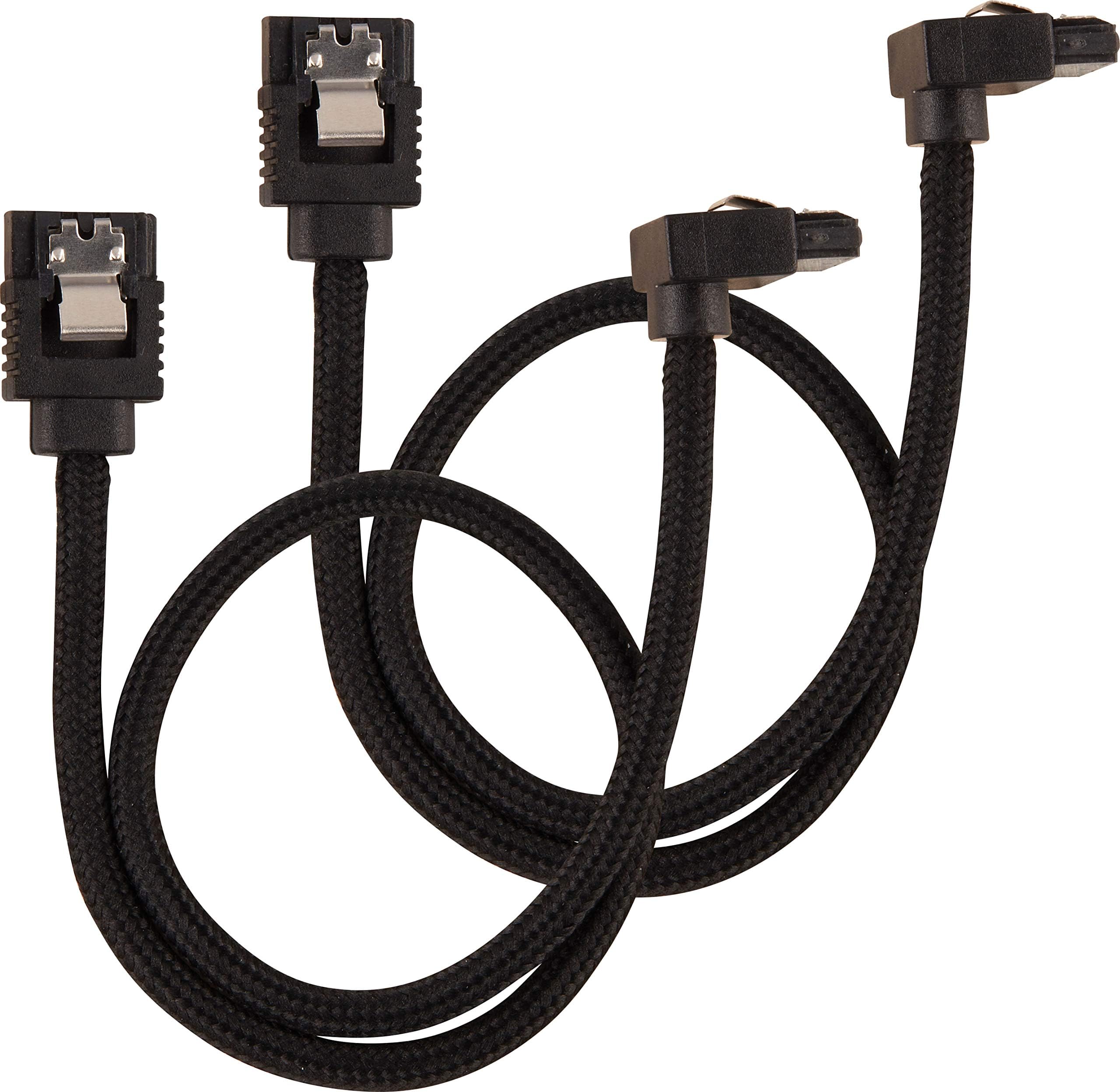 Corsair Premium Sleeved SATA Cable - SATA 6Gbps 30cm, 90° Connector, Black