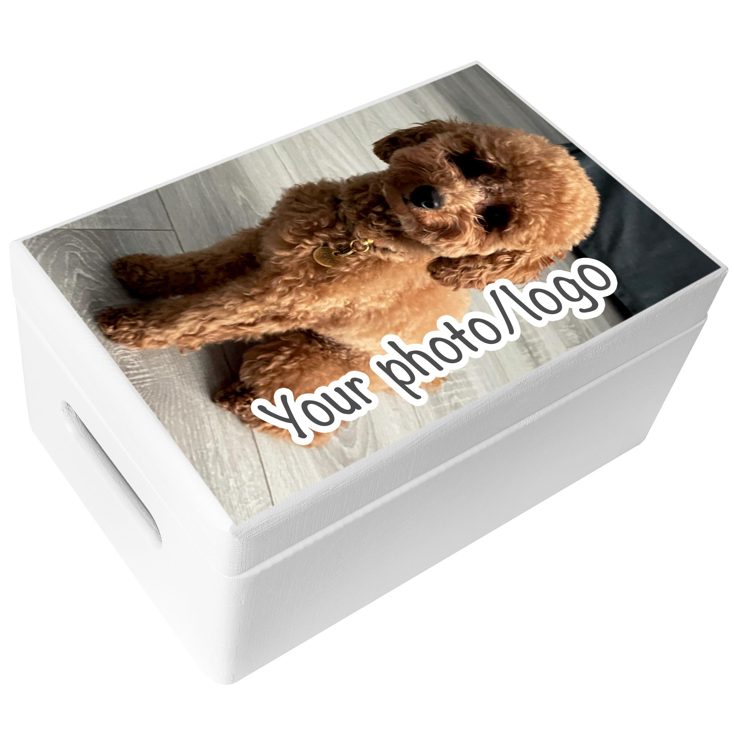 Creative Deco Personalised Any Photo Gifts for Women, Men, Girls or Boys | Unique Custom Gift Box for Him/Her | White Customised Wooden Storage Box | Perfect as a Keepsake or Decoration — image 1