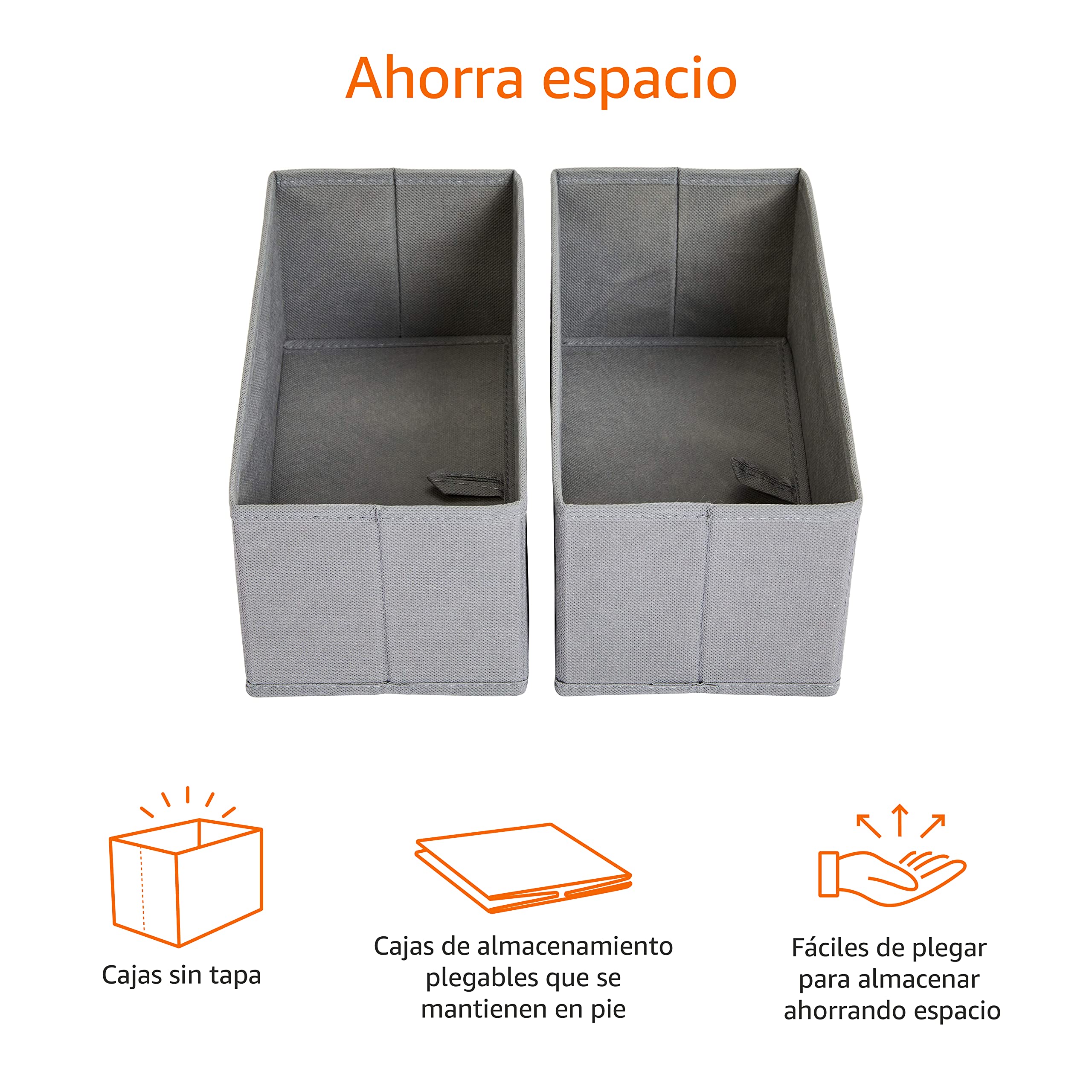 Amazon Basics Organizadores para ropa para cajón, 6 Unidad, Gris