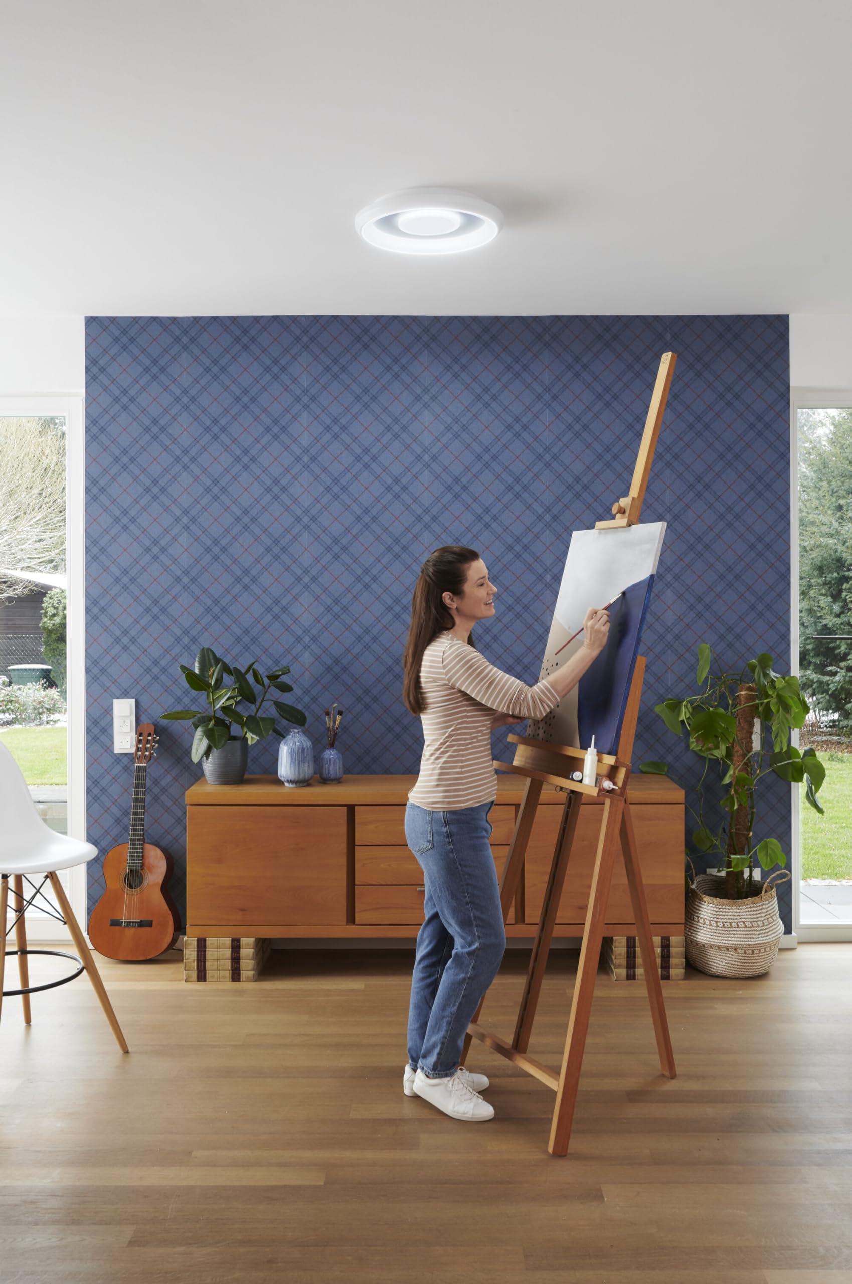 LEDVANCE ORBIS STEA SMART+ WiFi Leuchte, Ø 48cm, dimmbare runde LED Deckenleuchte für den Innenbereich, 32W, Farbtemperatur 2700-6500K, 2150 Lumen, 2 LED RGB Modul, runde Design-Leuchte, weiß