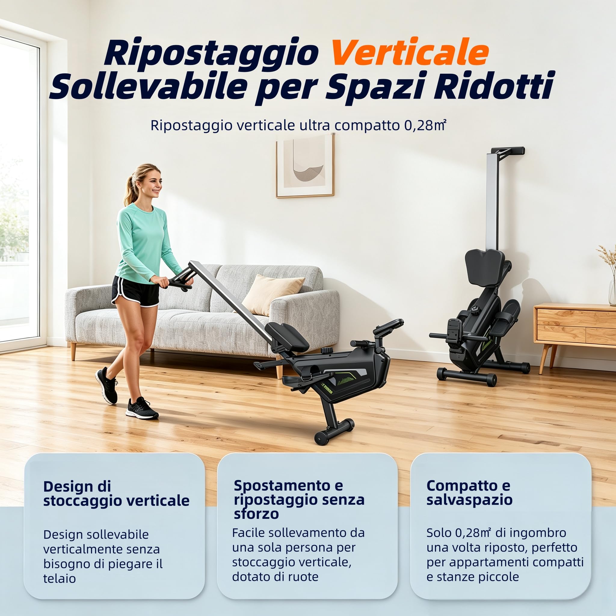 Vogatore Magnetico Silenzioso con Bluetooth FTMS per Casa