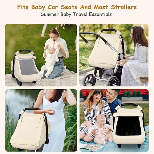 Miniatura 7 de Funda de asiento de automóvil para bebé, fundas de asiento de automóvil de verano para bebés, niñas y niños, muselina transpirable de algodón
