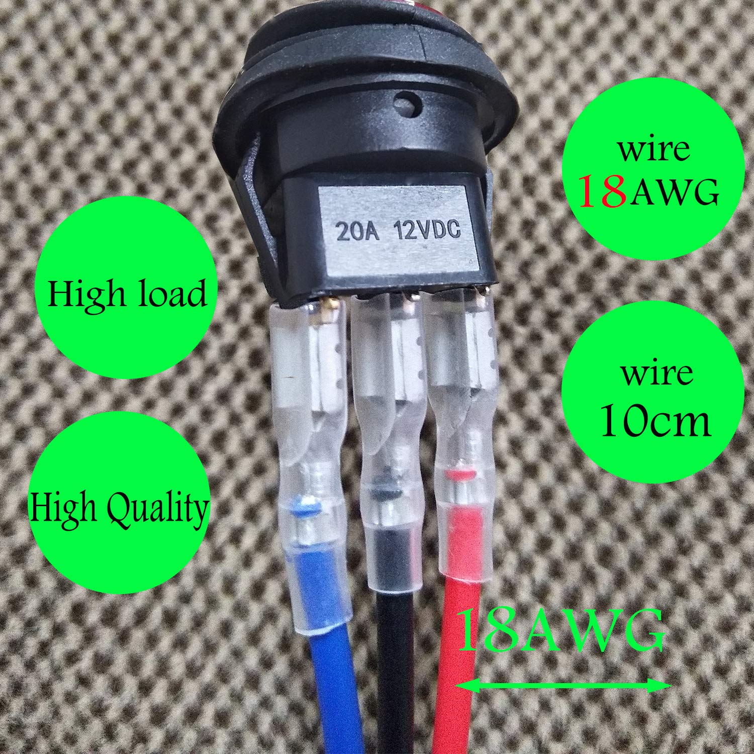 Lot De 4 Interrupteurs à Bascule 12V 20A LED Étanches - 3 Broches SPST Pour Voiture, Bateau