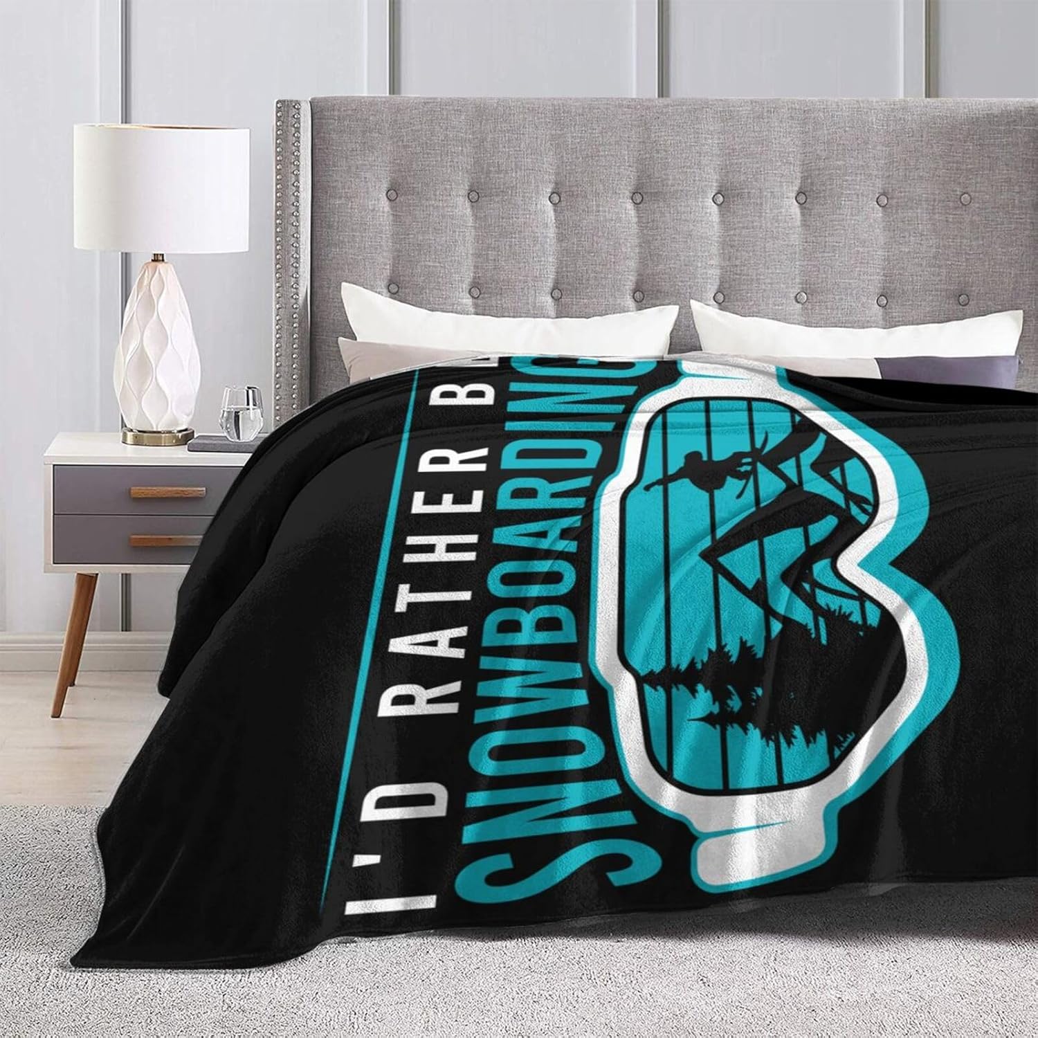 I d Rather Be Snowboarding Throw Blanket for Couch Bed Sofa Soft Comfortable Blanket 60"x50" Flannel Blankets & Throws