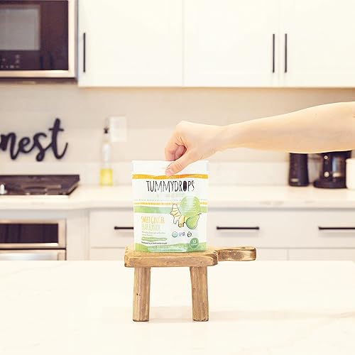 Miniatura 4 de Tummydrops orgánicos USDA de jengibre dulce y pera, sin gluten y vegano. 33 pastillas de jengibre orgánico envueltas individualmente en una bolsa