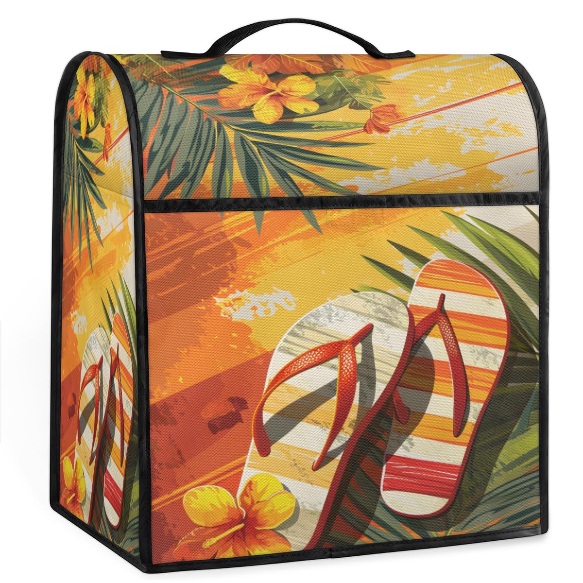 Coffee Maker Cover Palm Leaves Flip Flops Kitchen Appliance Covers Small Appliance Covers Blender Cover Juicer Cover Dust Covers for Kitchen Appliances with Top Handle and Pockets,Washable,B735
