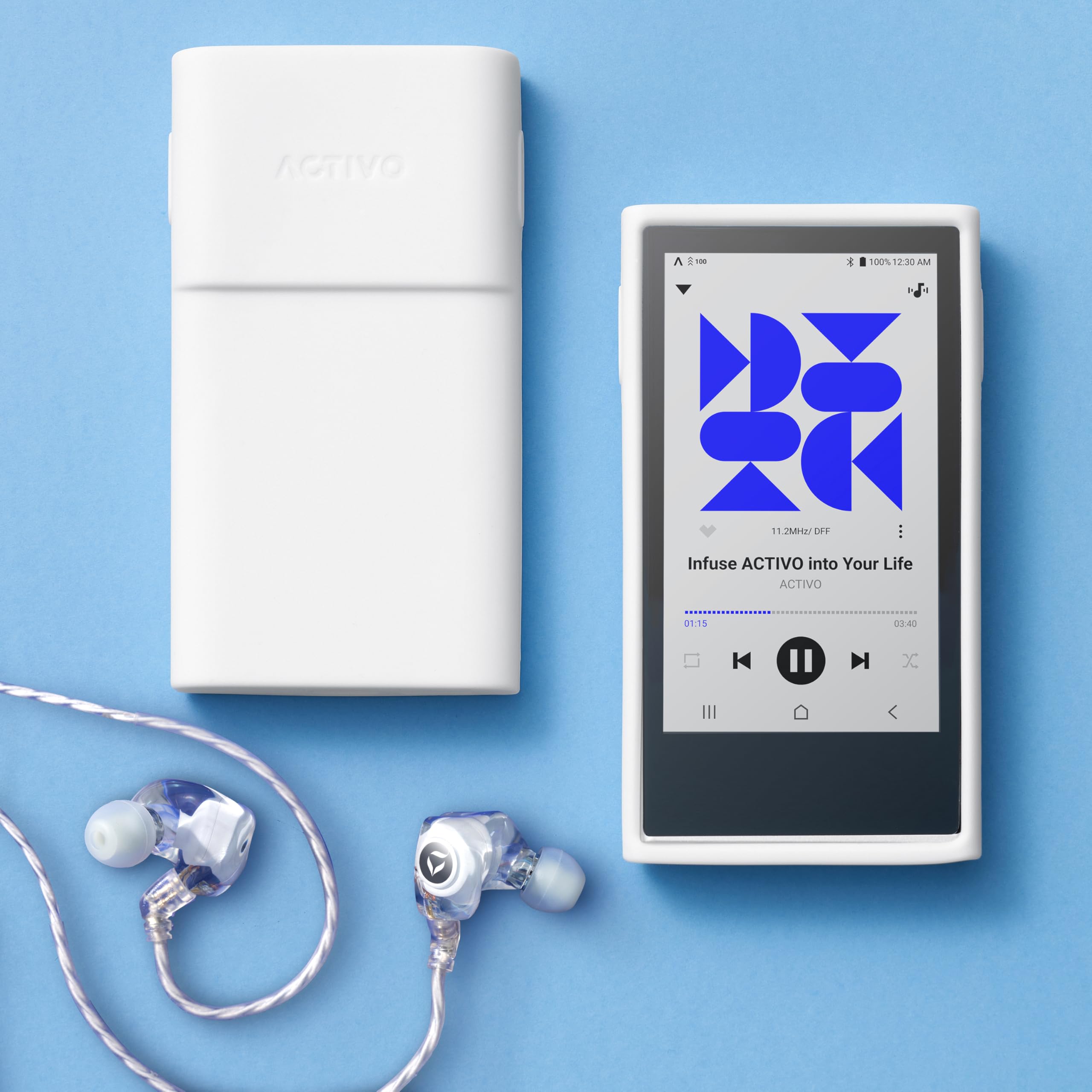 ACTIVO Premium Bundle Pack - P1 Digital Audio Player, Q1 In-Ear Ohrhörer & P1 Schutzhülle