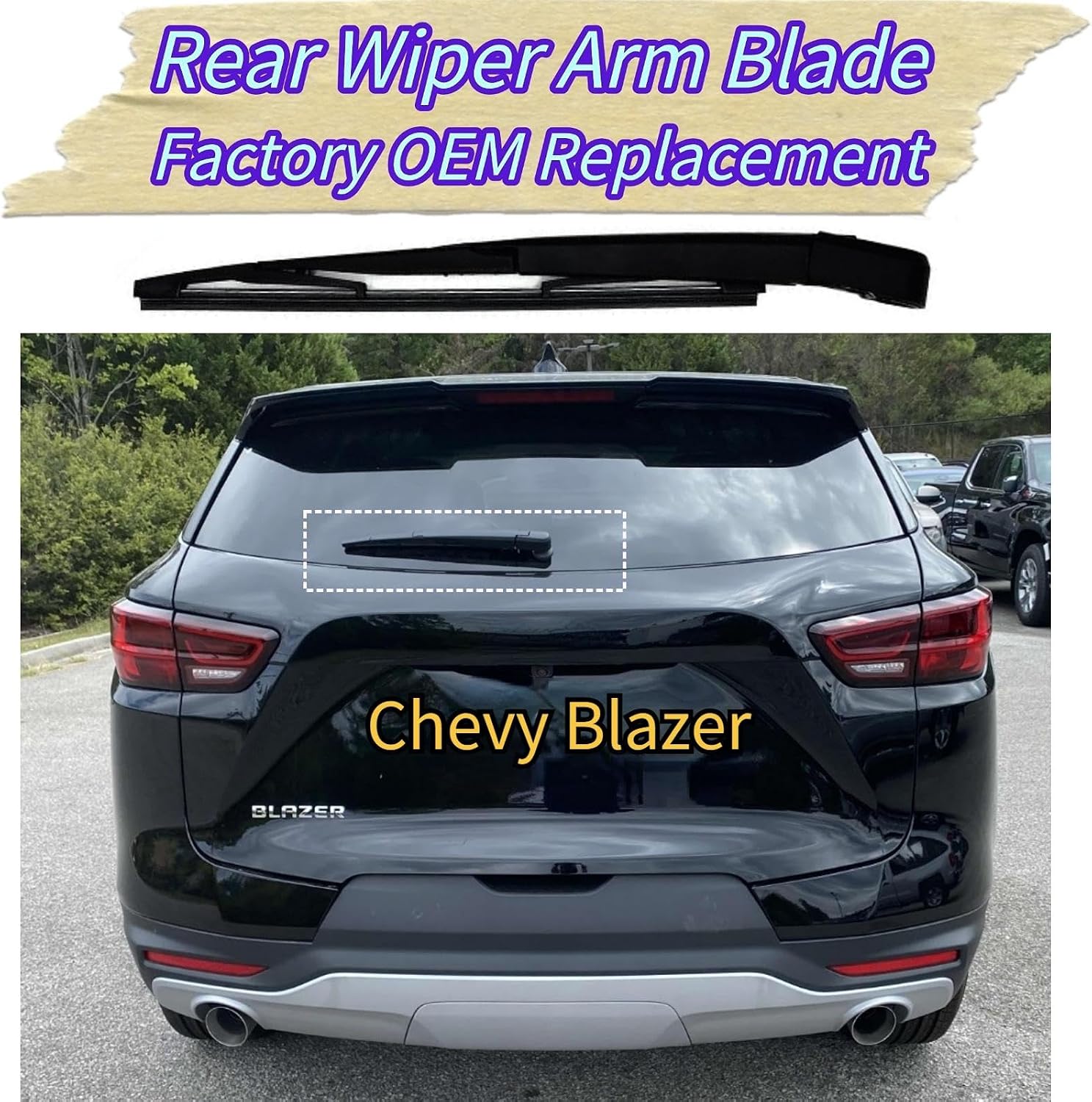 Rear Wiper Blade & Arm Replacement for Chevrolet Chevy Blazer 2024 2025 - OEM Fit for LT Premier RS Models - All-Season Rear Back Windshield Wiper Blade Set