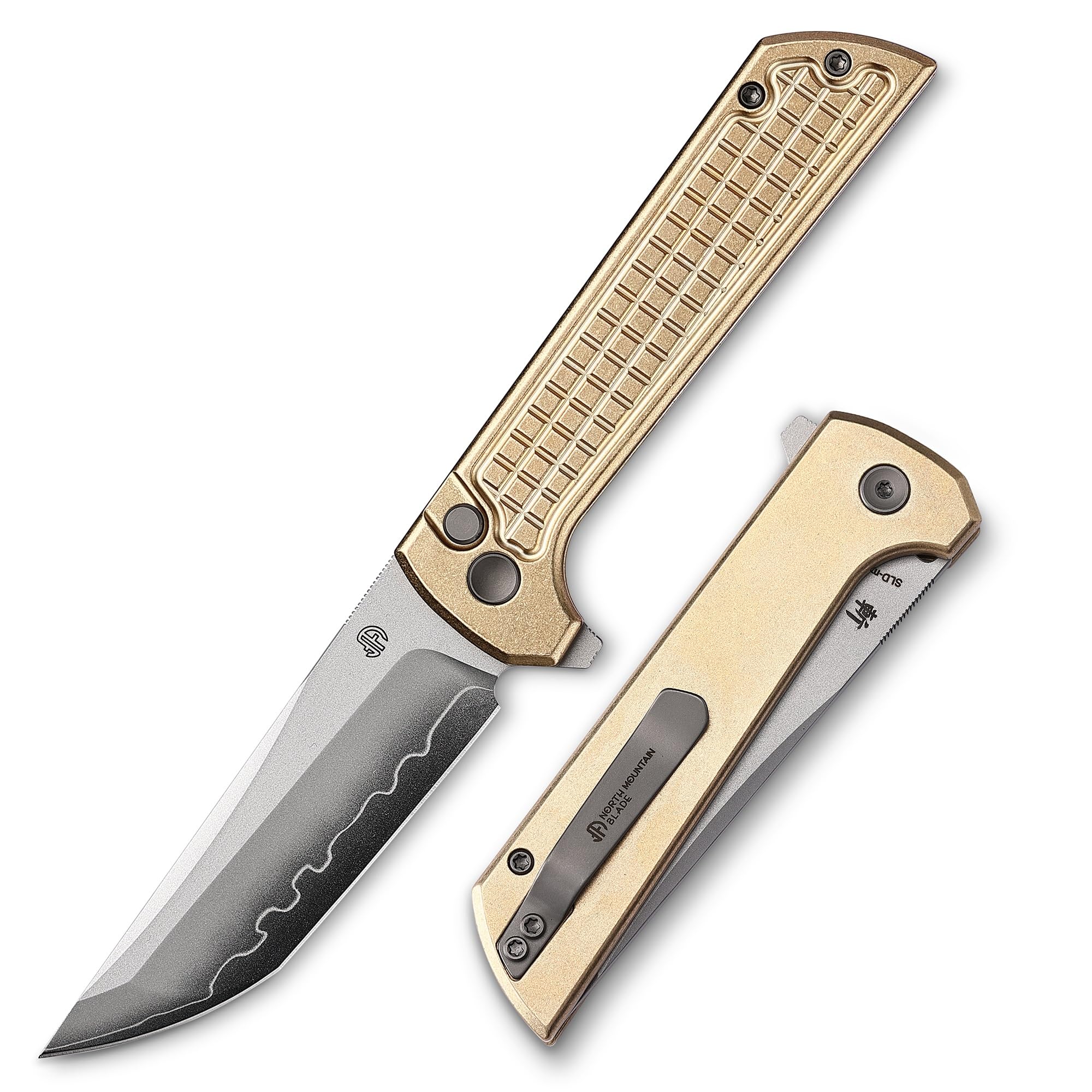North Mountain Blade Aluminum bronze handle SLD-Magic Tanto grid Chop 2