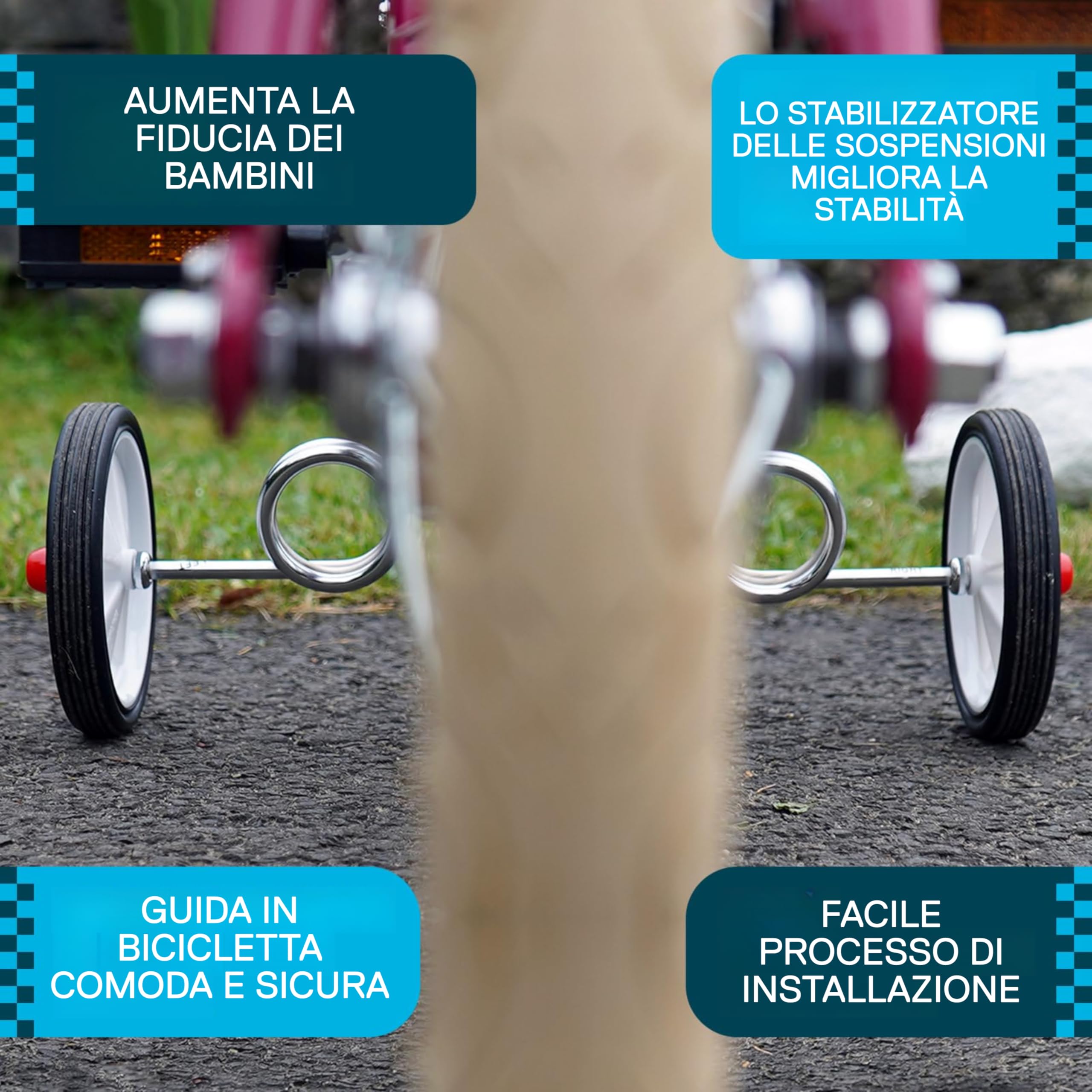 WELDTITE Ruote stabilizzatrici per sospensioni Essentials Adie Ez Trainer per bici da bambino, compatibili con ruote da 12", 14" e 16" - Bianco (1 paio)