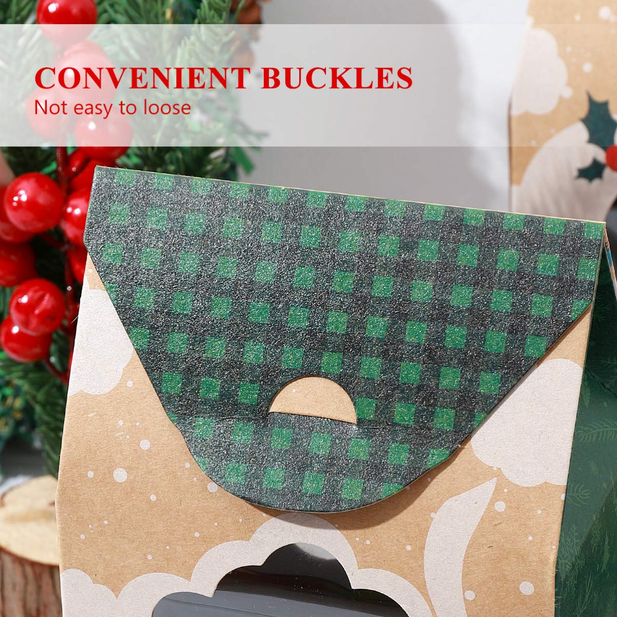 16Pcs Boîtes à Biscuits de Noël Boîtes à Bonbons en Papier Kraft Porte-Cadeaux Coffrets Cadeaux pour Les de Noël (11 x 7 x 19)