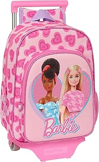 BARBIE LOVE - Mochila Infantil con Carro 705, Ideal para Niños de Diferentes Edades, Cómoda y Versátil, Calidad y Resistencia, 26x11x34 cm, Color Rosa