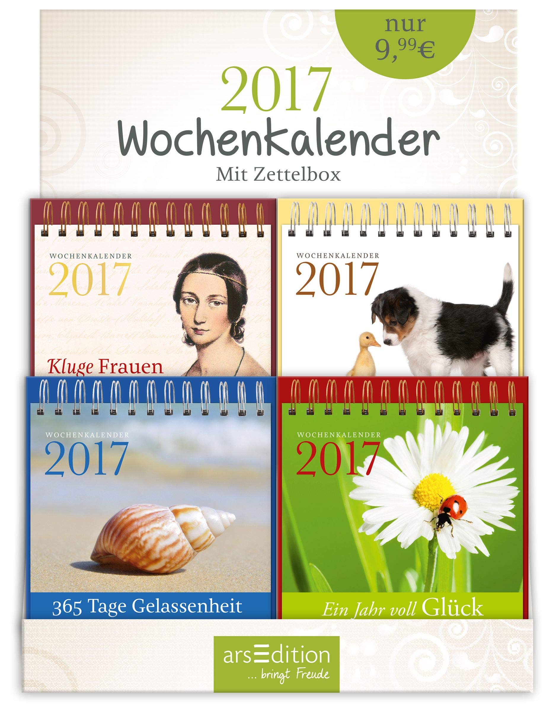 Display Wochenkalender 2017 m. Zettelbox: mit 4 x 6 Ex.