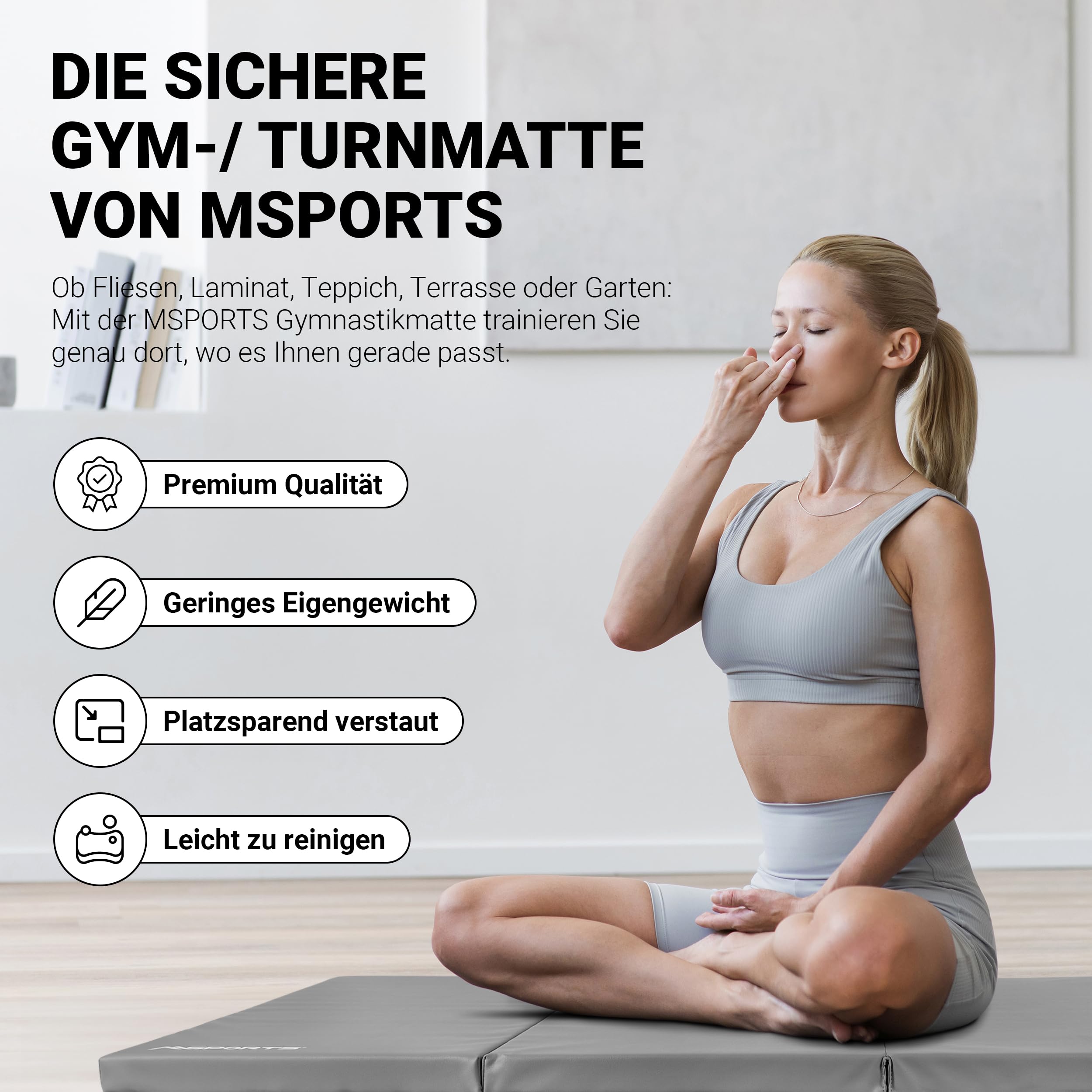 MSPORTS Turnmatte Premium klappbare Weichbodenmatte 190 x 80 x 5 cm Gymnastikmatte faltbare Sportmatte