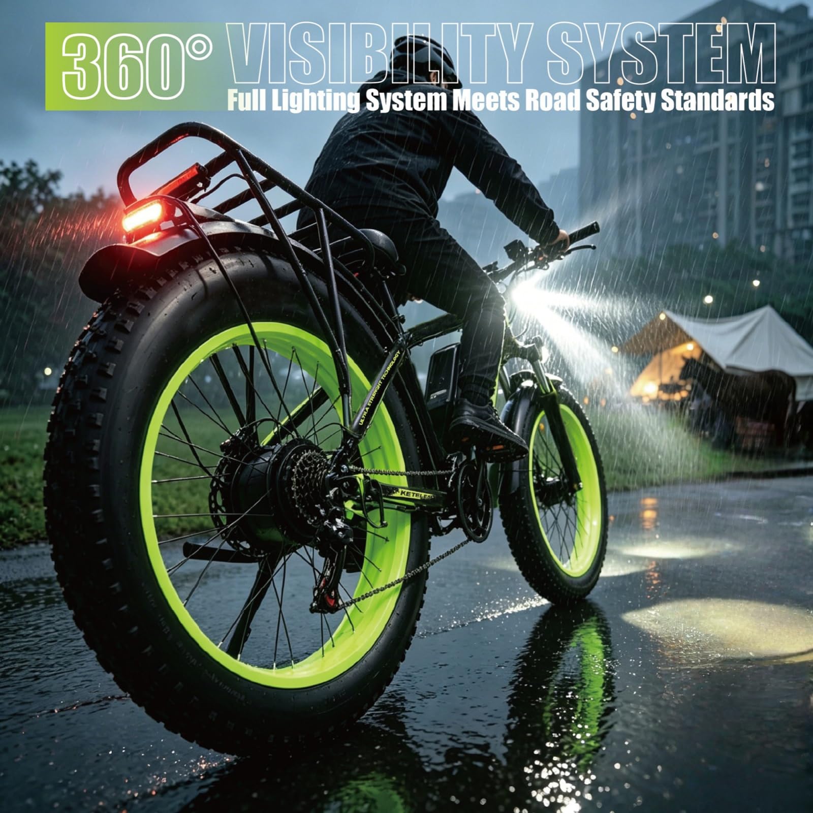 E Bike, 48V 23Ah Akku Elektrofahrrad Ebike mit Telefonhalter, E Fatbike mit 26"x4.0" Fat Tire, 250W E-Bike 120KM Range 21-Gang-Getriebe Hydraulische Scheibenbremsen
