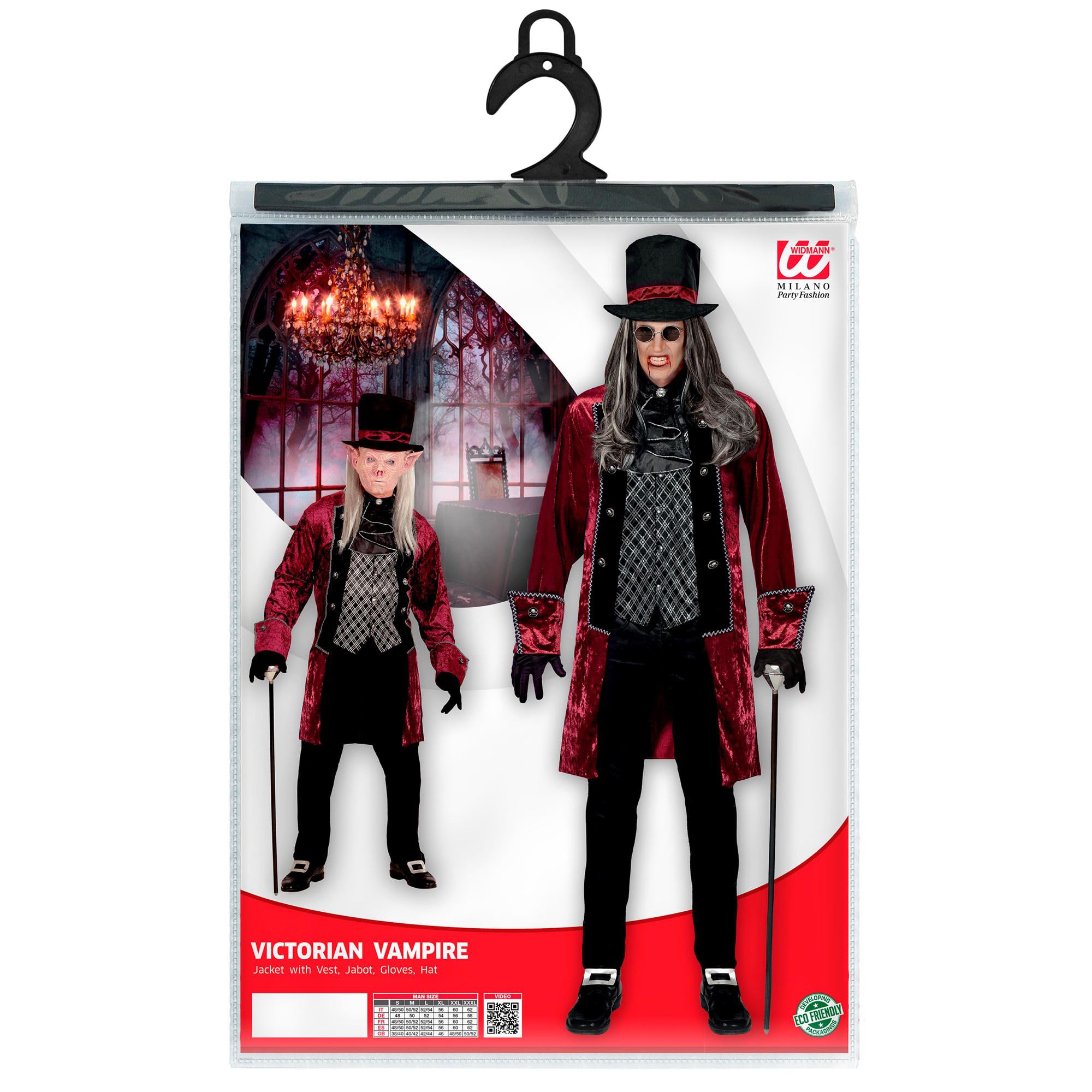 W WIDMANN MILANO Party Fashion - Disfraz Vampiro Victoriano, Chupasangre, Gótico, Halloween, Carnaval