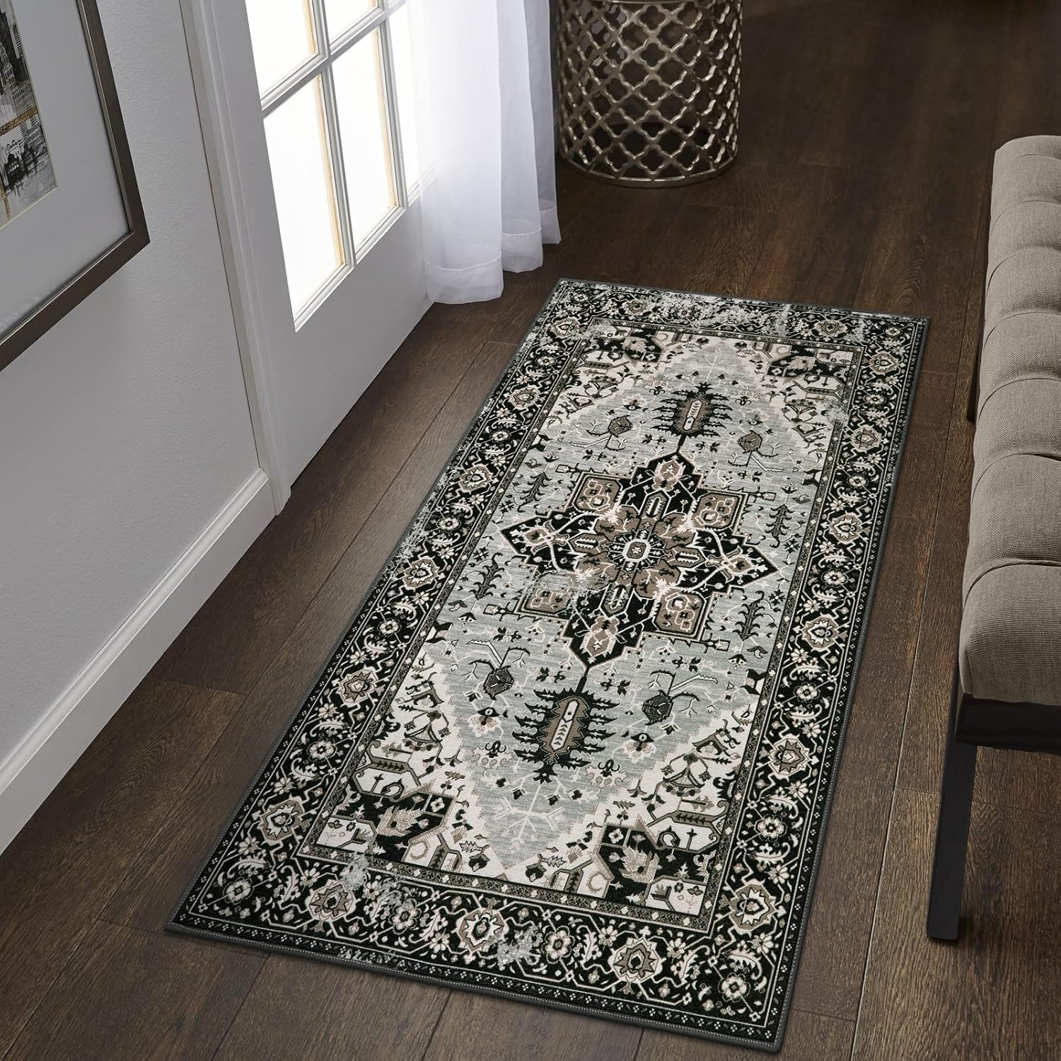 Lahome Boho Hallway Rug 2x4 Washable Small Laundry Room