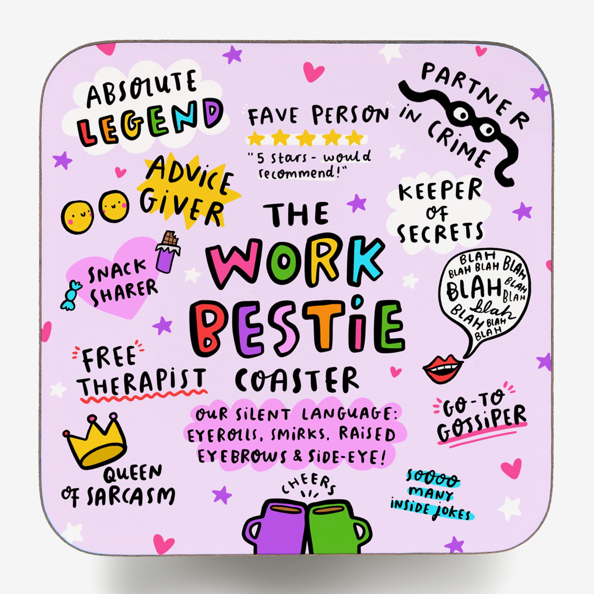 Arrow Gift Co Multicolor - Work Bestie Coaster - Funny Gift For Colleague